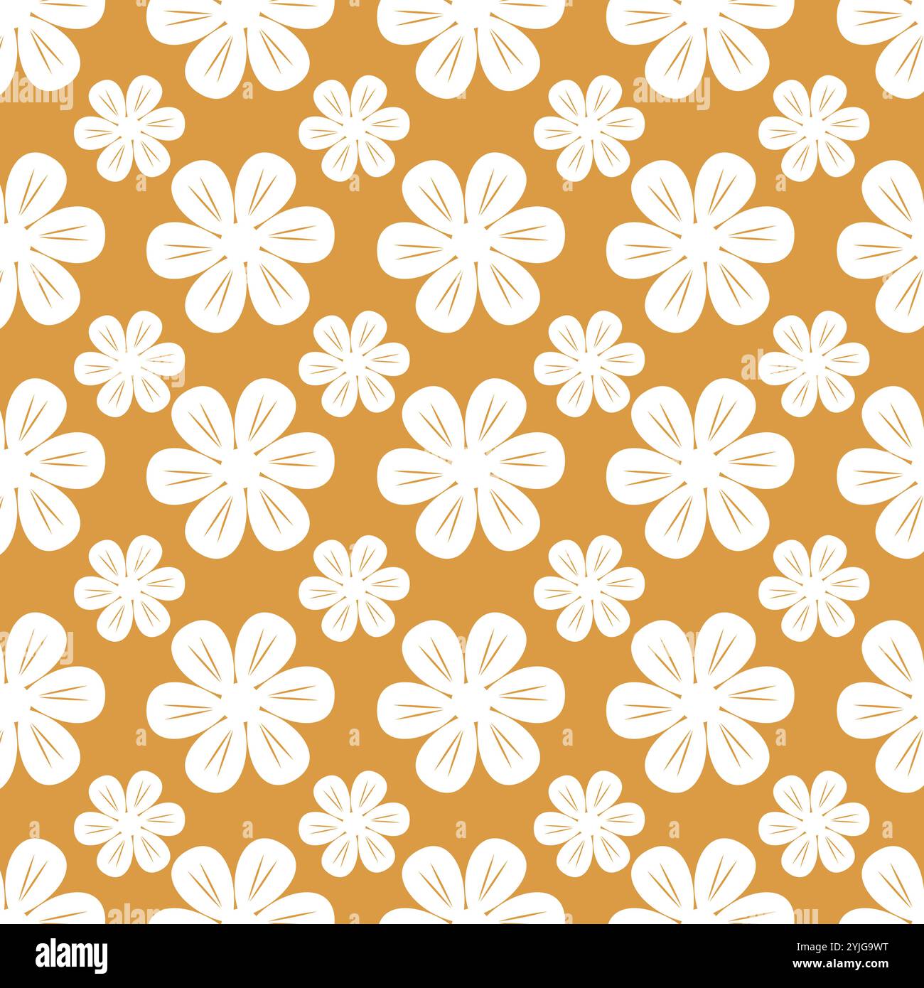 Motivo floreale senza cuciture con graziosi fiori bianchi su sfondo marrone. Illustrazione Vettoriale