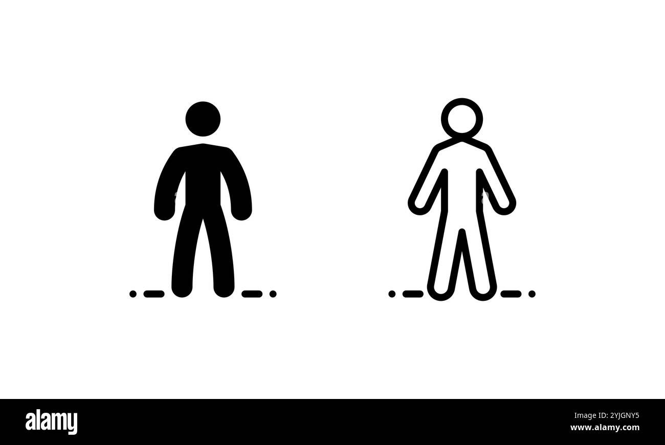 icona persone, in posizione verticale o inattiva. illustrazione vettoriale con contorno e stile glifo Illustrazione Vettoriale