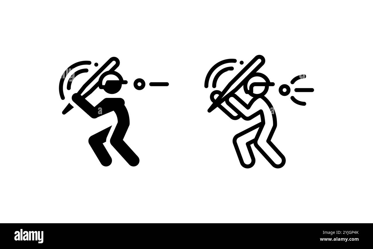 gioca a baseball. illustrazione vettoriale con contorno e stile glifo Illustrazione Vettoriale