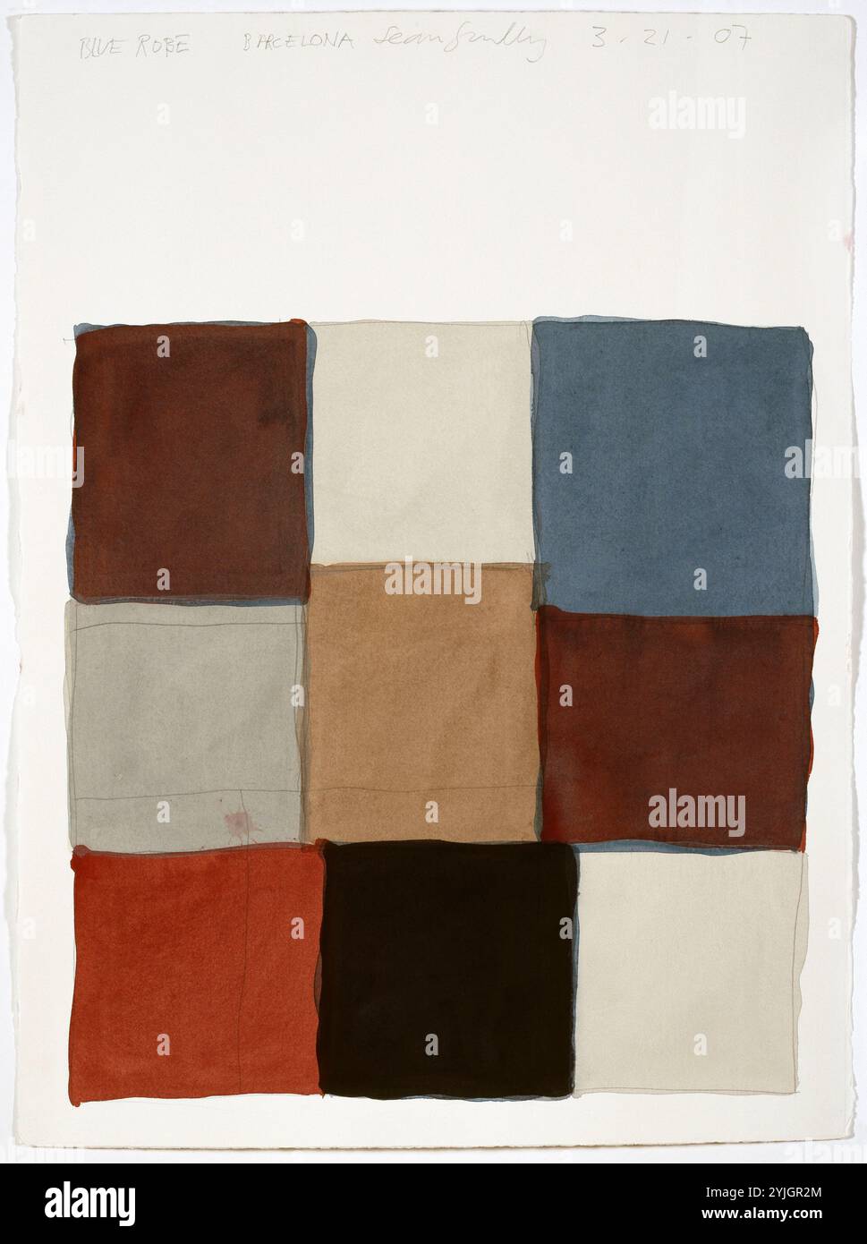 Sean Scully / "manto azzurro Barcellona 3.21.07", 2007, acquerello su carta, 76,2 x 55,9 cm. Foto Stock