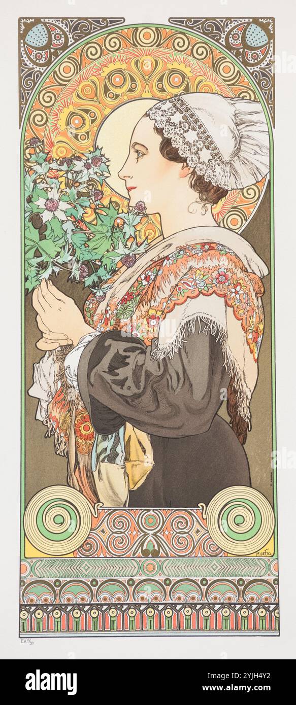 Chardon de Grève. (Cardo da sabbie). Museo: Collezione privata. Autore: Alfons Maria Mucha. Foto Stock
