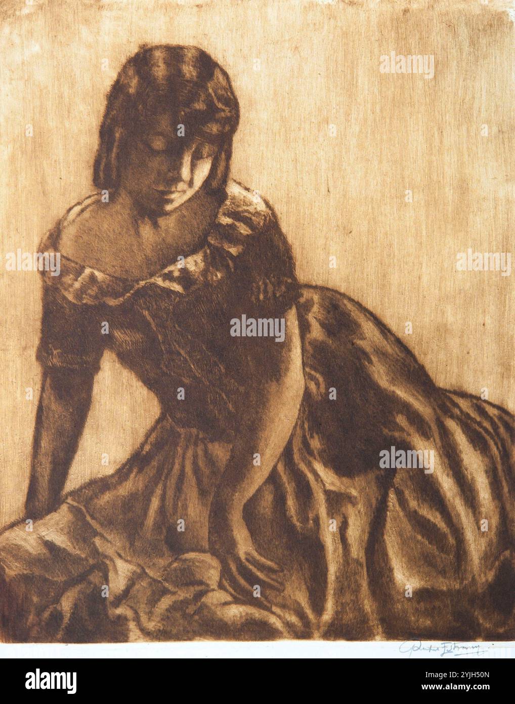 Rafael Estrany i Ros / "Figura", incisione. Museo: COLLEZIONE PRIVATA. Foto Stock