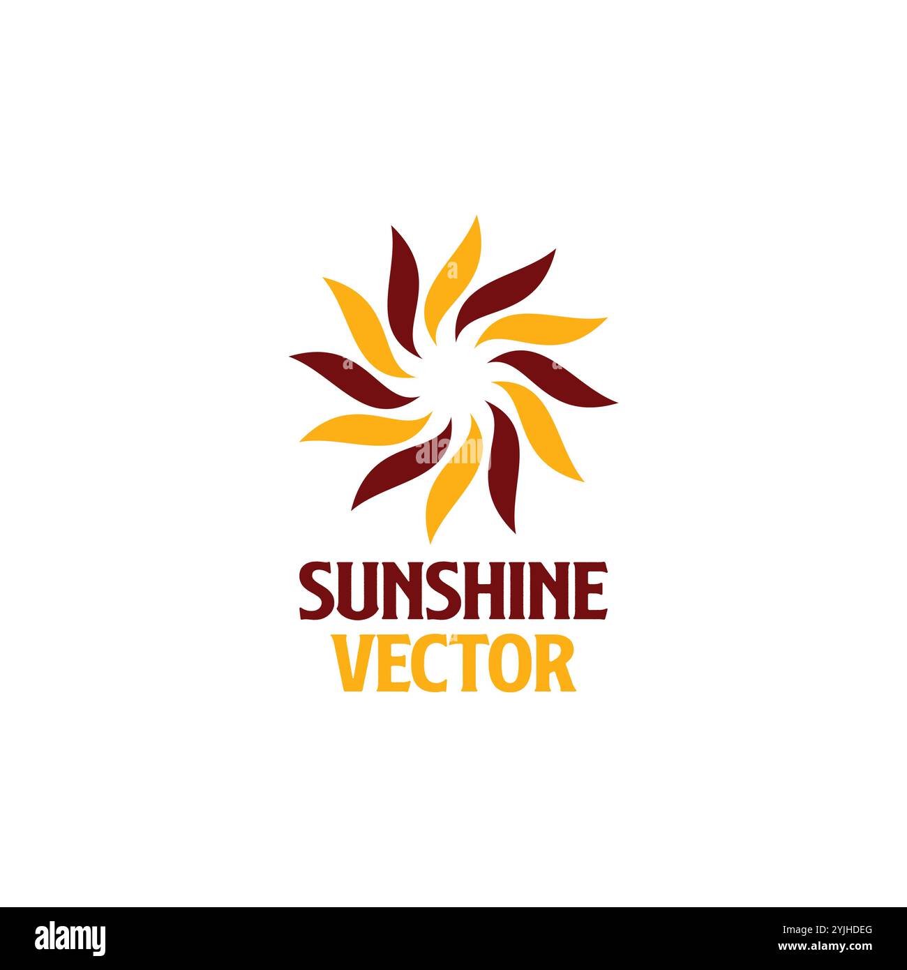 Vettoriale con logo Sunshine. Icona energia solare Illustrazione Vettoriale