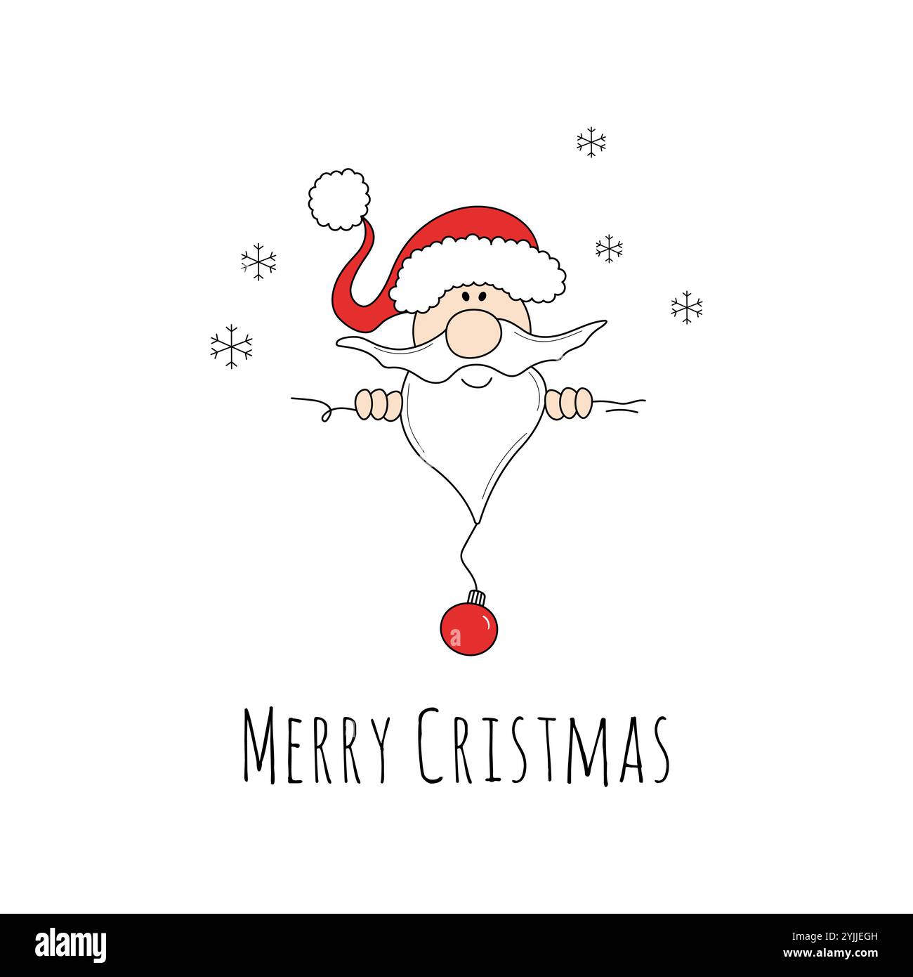 Babbo Natale in stile doodle. Carattere di Natale e Capodanno per biglietti d'auguri, poster, opuscoli, opuscoli, banner. Illustrazione vettoriale. Illustrazione Vettoriale