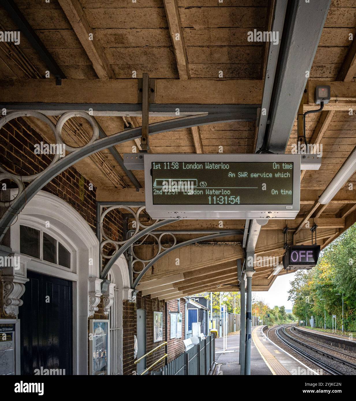 Stazione ferroviaria di Rowlands Caslte, Hampshire, Inghilterra. Foto Stock