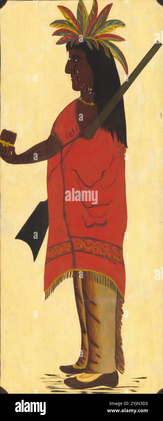 American 19th Century, Indian Tobacco Shop Sign [dritto, Indian facing left], seconda metà del XIX secolo, olio su legno, totale: 136,4 x 57,8 cm (53 11, 16 x 22 3, 4 pollici Foto Stock
