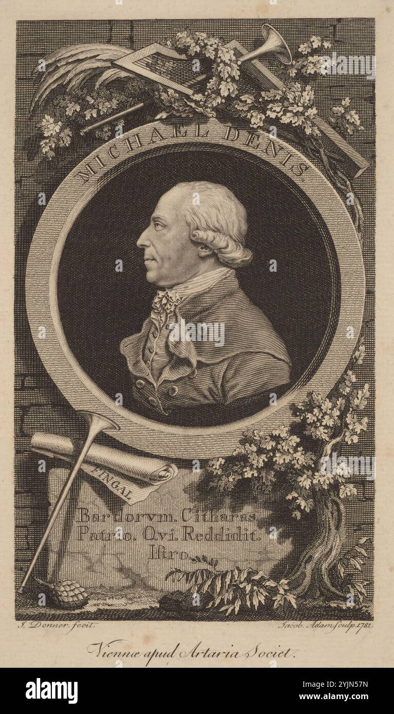 Johann Donner, austriaco, attivo all'inizio del XVII secolo, Johann-Michael Denis, 1781, incisione su carta posata, piatto: 17,1 x 11,4 cm (6 3, 4 x 4 1, 2 pollici), foglio: 19,7 x 13 cm (7 3, 4 x 5 1, 8 pollici), Jacob Adam, austriaco, 1748 - 1811 Foto Stock Johann Donner, austriaco, attivo all'inizio del XVII secolo, Johann-Michael Denis, 1781, incisione su carta posata, piatto: 17,1 x 11,4 cm (6 3, 4 x 4 1, 2 pollici), foglio: 19,7 x 13 cm (7 3, 4 x 5 1, 8 pollici), Jacob Adam, austriaco, 1748 - 1811 Foto Stock