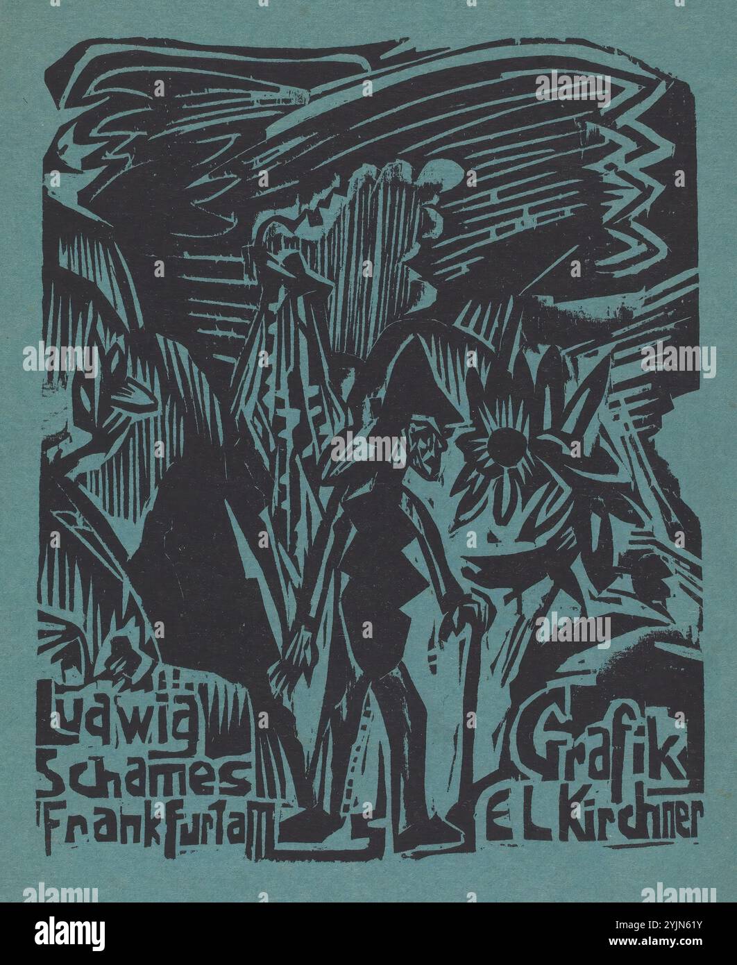 Ernst Ludwig Kirchner artista tedesco, 1880 - 1938, Ludwig Schames Frankfurt a M Grafik e L Kirchner, immagine: 17,8 x 14,6 cm (7 x 5 3, 4 pollici), libro: 28,1 x 22,5 cm, 0,2 cm (11 1, 16 x 8 7, 8 pollici, 1, 16 pollici Foto Stock