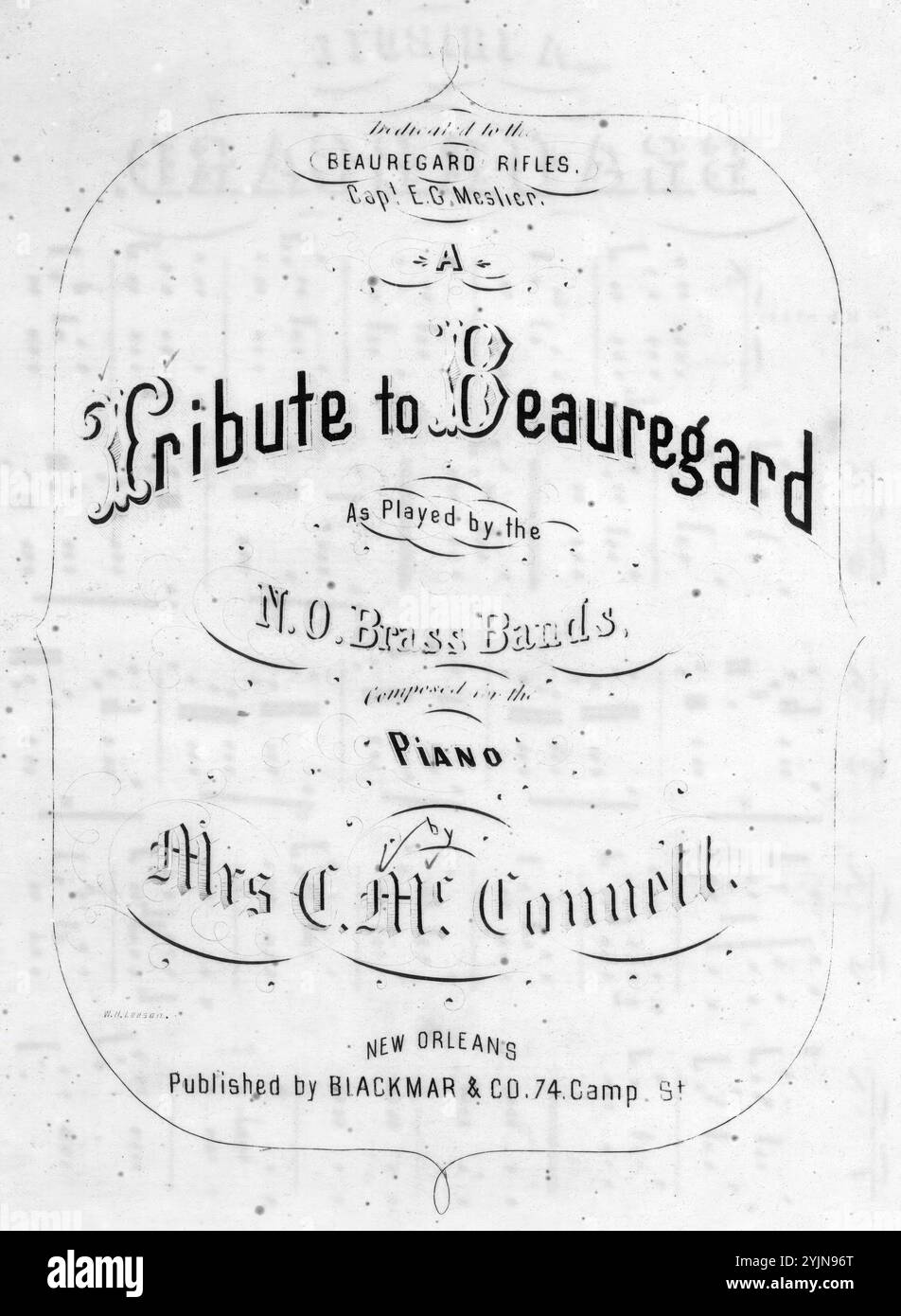 A Tribute to Beauregard, McConnell, C. (compositore), Blackmar & Co., New Orleans, 1861., Stati Uniti, storia, Guerra civile, 1861-1865, canzoni e musica, musica per pianoforte, Quicksteps, Beauregard, G. T. (Gustave Toutant), 1818-1893, Songs and Music, New Orleans (la.), History, Civil War, 1861-1865, canzoni e musica, Meslier, E. G., canzoni e musica, canzoni popolari del giorno, canzoni e musica, guerra e conflitto, guerra civile e ricostruzione (1861-1877), musica associata al lato confederato, spartiti Foto Stock