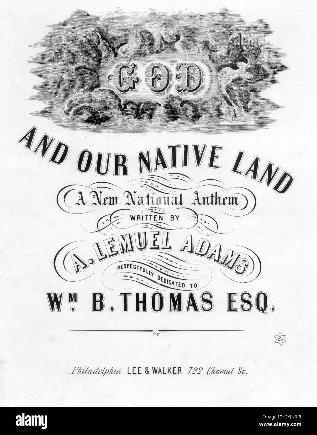 Dio! E la nostra terra nativa, un nuovo inno nazionale, Adams, A. Lemuel (compositore), Thomas, WM. B. (paroliere), Lee & Walker, Philadelphia, 1863., Stati Uniti, storia, Guerra civile, 1861-1865, aspetti religiosi, canzoni e musica, Stati Uniti, storia, Guerra civile, 1861-1865, canzoni e musica, canzoni, testi, musica, poesia, inni, canzoni nazionali, Stati Uniti, musica vocale, canzoni popolari del giorno, canzoni e musica, guerra e conflitto, guerra civile e ricostruzione (1861-1877), musica associata al lato dell'Unione, spartiti Foto Stock