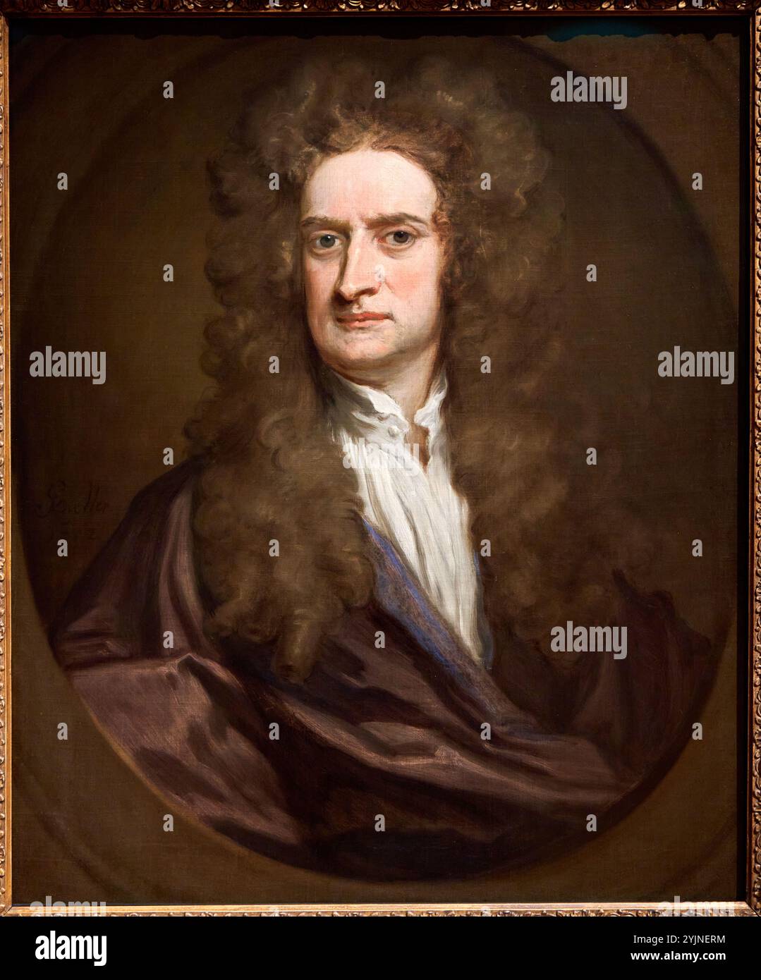 Sir Isaac Newton, (1642-1727), 1702, di Sir Godfrey Kneller, National Portrait Gallery, Londra, Regno Unito. Foto Stock