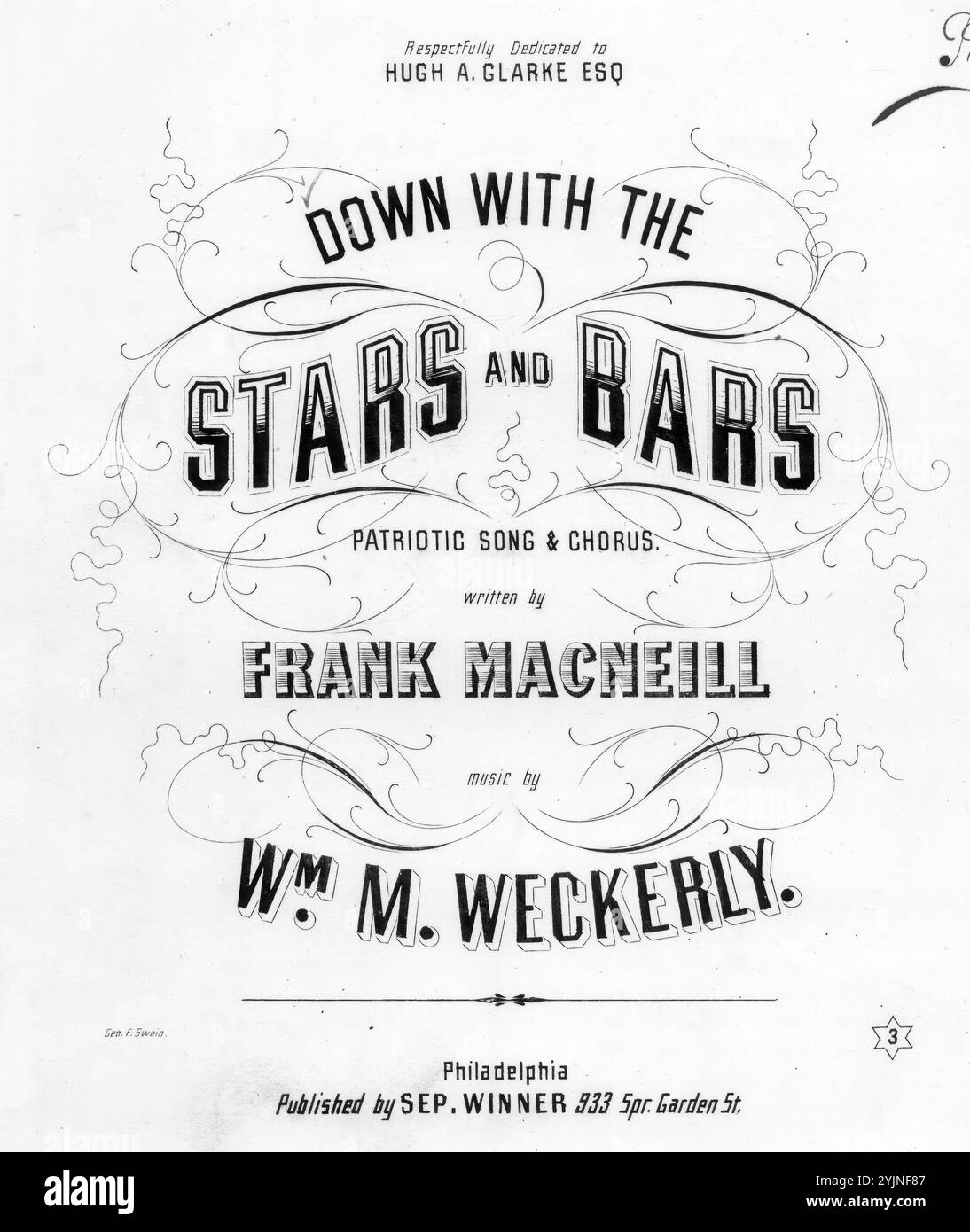 Con le stelle e i bar, Weckerly, WM. (compositore), Macneill, Frank (paroliere), settembre Vincitore, Philadelphia, 1864., Stati Uniti, storia, Civil War, 1861-1865, canzoni e musica, Flags, Stati Uniti, canzoni e musica, Flags, Confederate States of America, Songs and Music, Songs with piano, Choruses (voci miste, 4 parti) con pianoforte, Popular Songs of the Day, Songs and Music, War and Conflict, Civil War and Reconstruction (1861-1877), Music Associated with the Union Side, spartiti Foto Stock