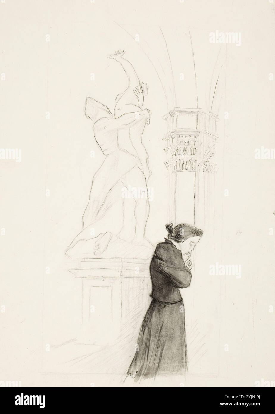 Enckell è considerato un influente artista simbolista, Enckell, Magnus, lavoro, donna vestita in nero, disegno, 38,8 cm x 27,6 cm, Knut Magnus Enckell 1870 Hamina – 1925 a Stoccolma, pittore finlandese. Membro del gruppo di pittori coloristi del Settlement. In Finlandia Foto Stock