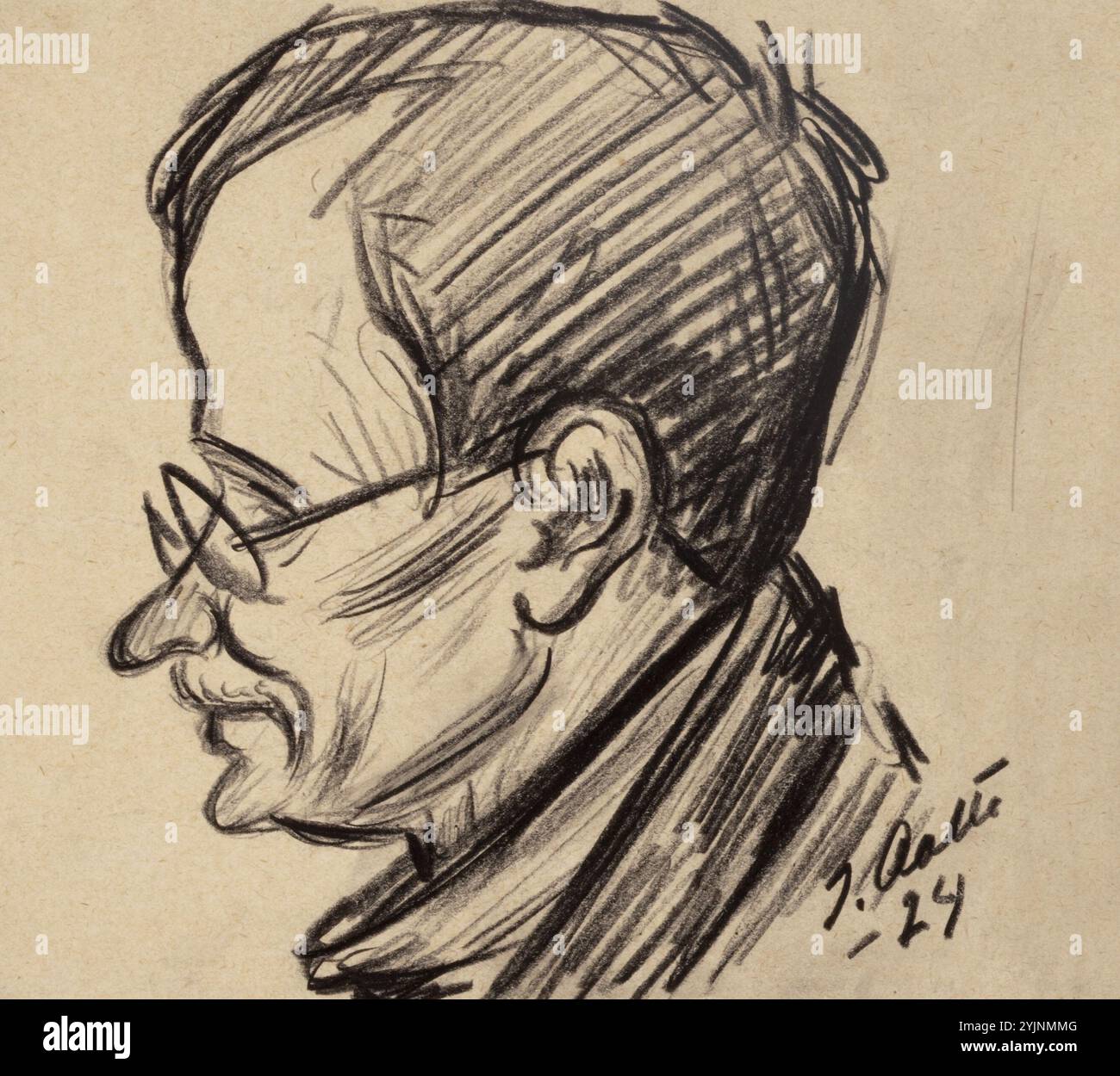 Aalto, Ilmari, T.K.Sallinen, caricatura, 1924, disegno a matita, disegno, 16 cm x 20 cm Foto Stock