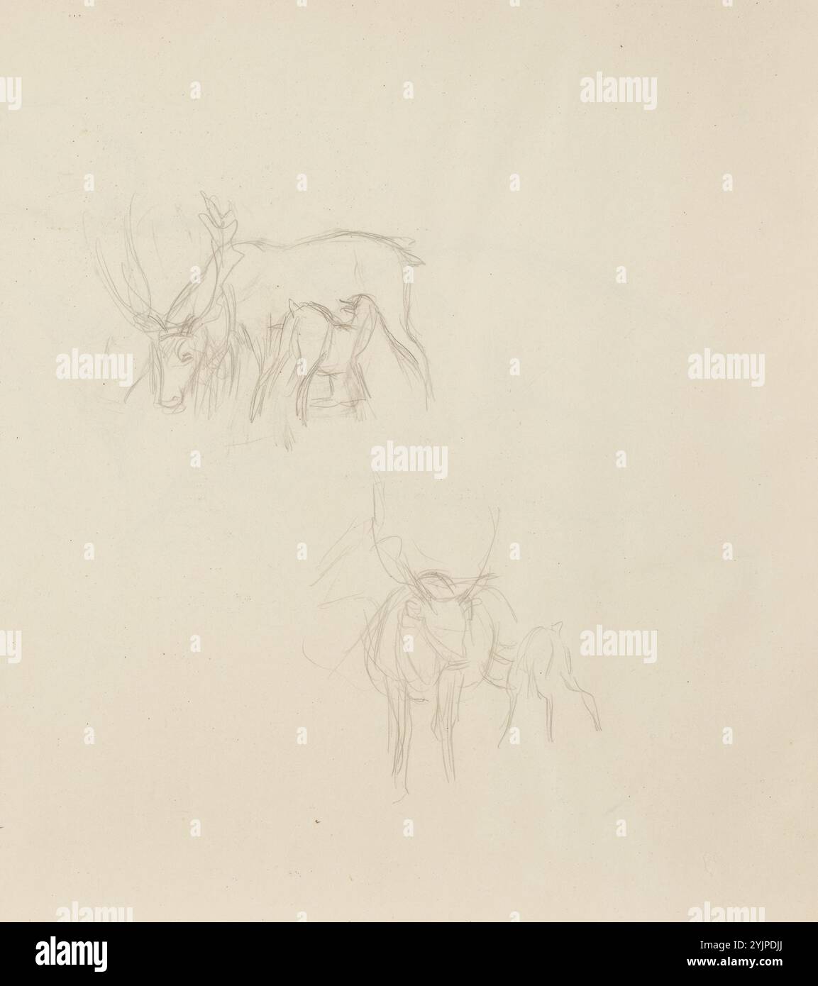 Järnefelt, Eero, Sketch book, anni '1910, matita e pennarello, disegno, 33 cm x 34,5 cm, Järnefelt, Eero, 1910s, matita e pennarello, Erik 'Eero' Nikolai Järnefelt 1863 - 1937, pittore finlandese e professore d'arte. Conosciuto per i suoi ritratti e paesaggi della zona intorno al Parco Nazionale di Koli in Finlandia Foto Stock