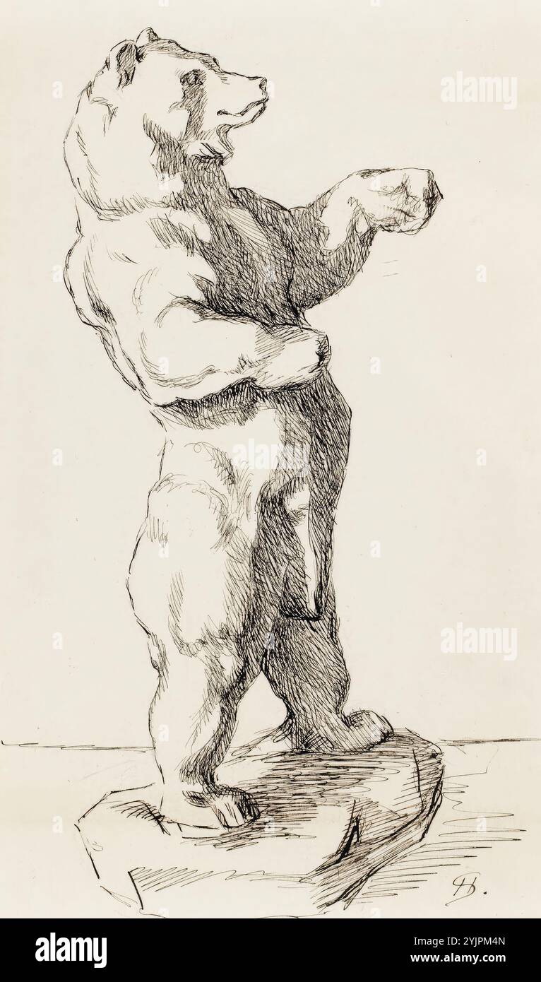 Schjerfbeck, Helene, Un orso in piedi sulle gambe posteriori, secondo la scultura, 1877-1878, testo di tecnica: Pennarello su carta, disegno, 23,1 cm x 25,5 cm, Helena Sofia Helene Schjerfbeck 1862 – 1946, pittrice modernista finlandese, nota per le sue opere realiste, autoritratti, paesaggi e nature morte, finlandia Foto Stock