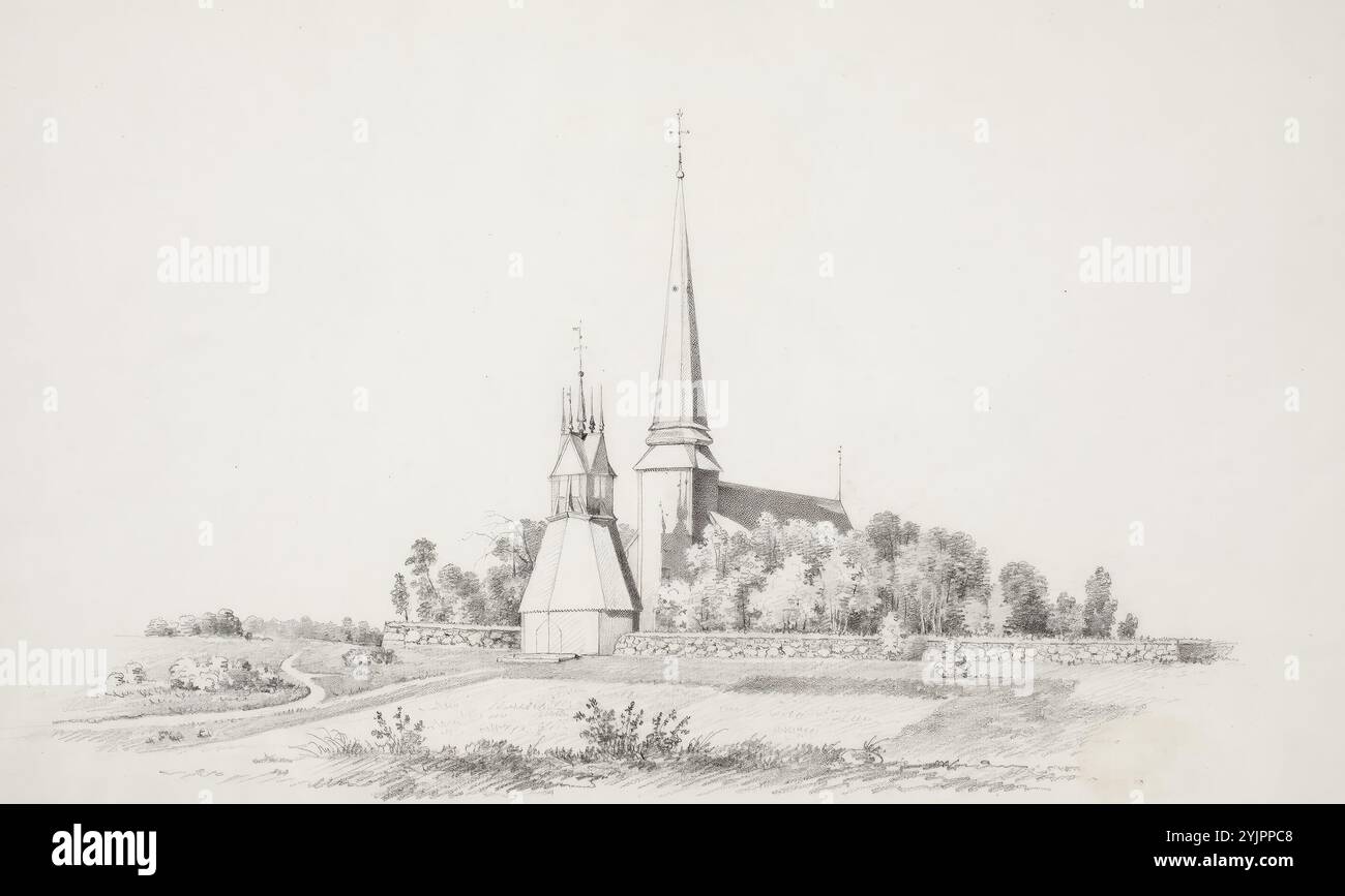 Wright, Magnus von, cancello della Fortezza, foto n. 28 nella serie educativa Grunder i Teckna och Rita, 1838, litografia, grafica, larghezza foglio 24 .4 cm, altezza foglia 15,4 cm Foto Stock