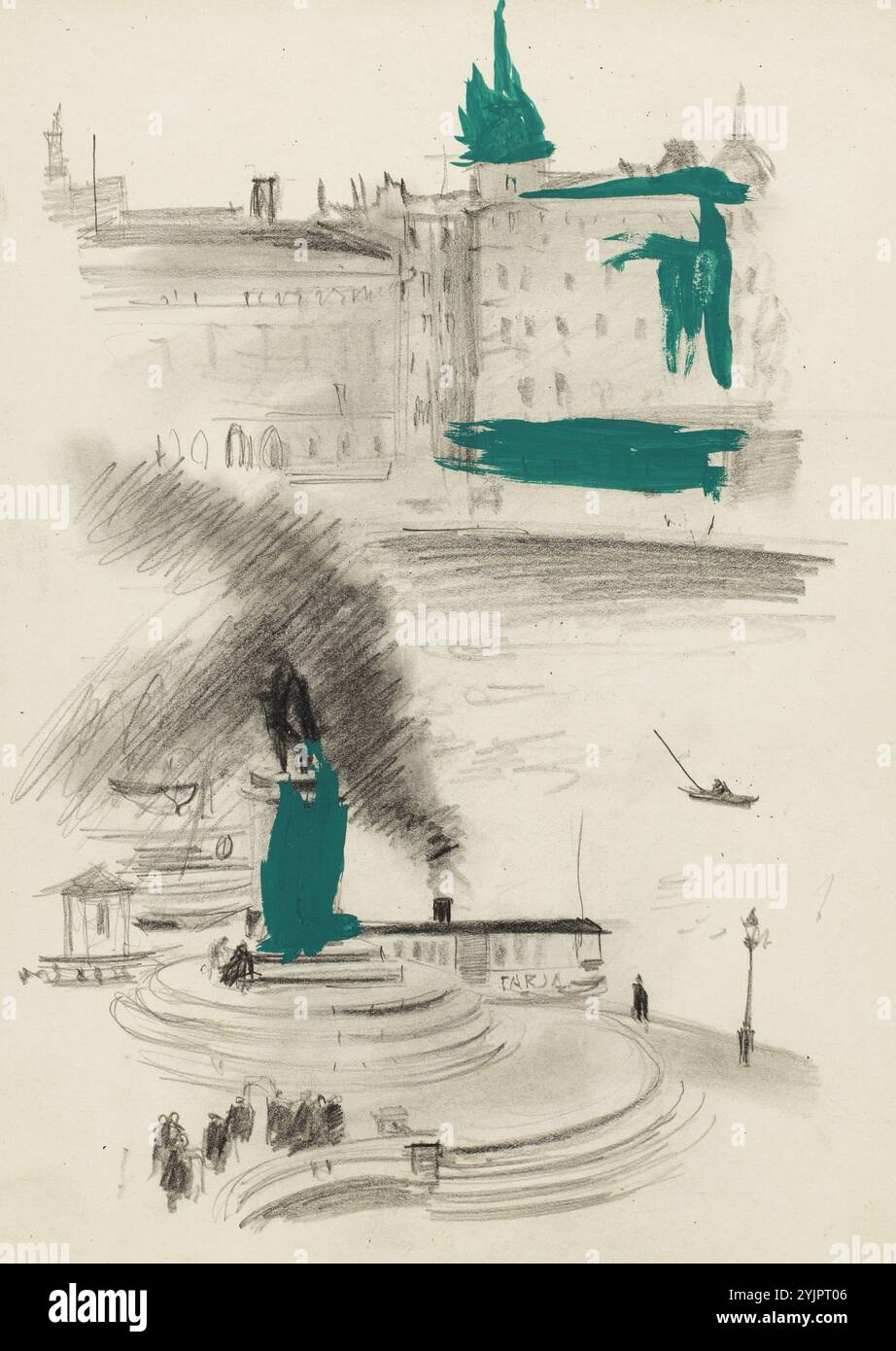 Finch, Alfred William, Work, Landskap med Motiv från Svartå fors, gesso nero, disegno, 29 cm x 38 cm Foto Stock