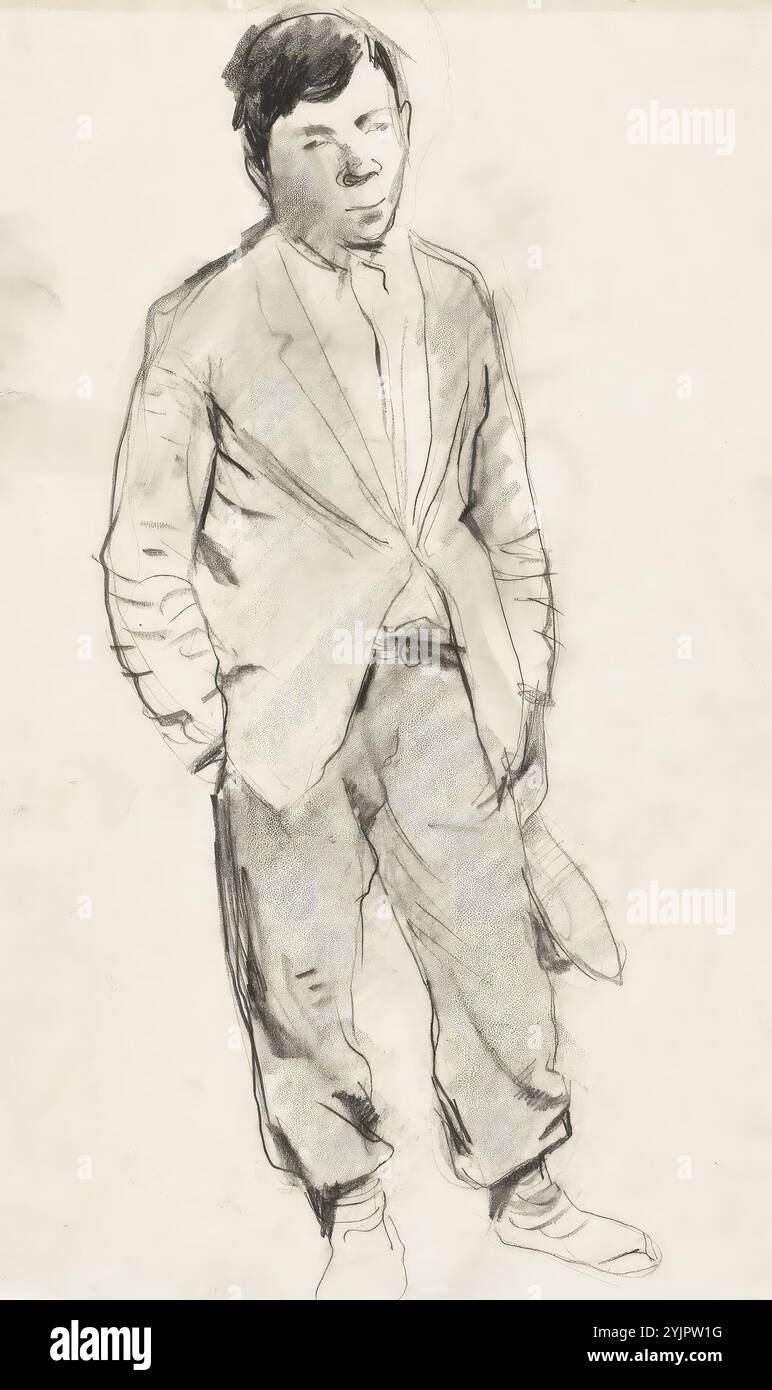 Finch, Alfred William, opere, edifici industriali sul fiume, sovrapposizione seppia, gesso nero, disegno, 32 cm x 38 cm Foto Stock