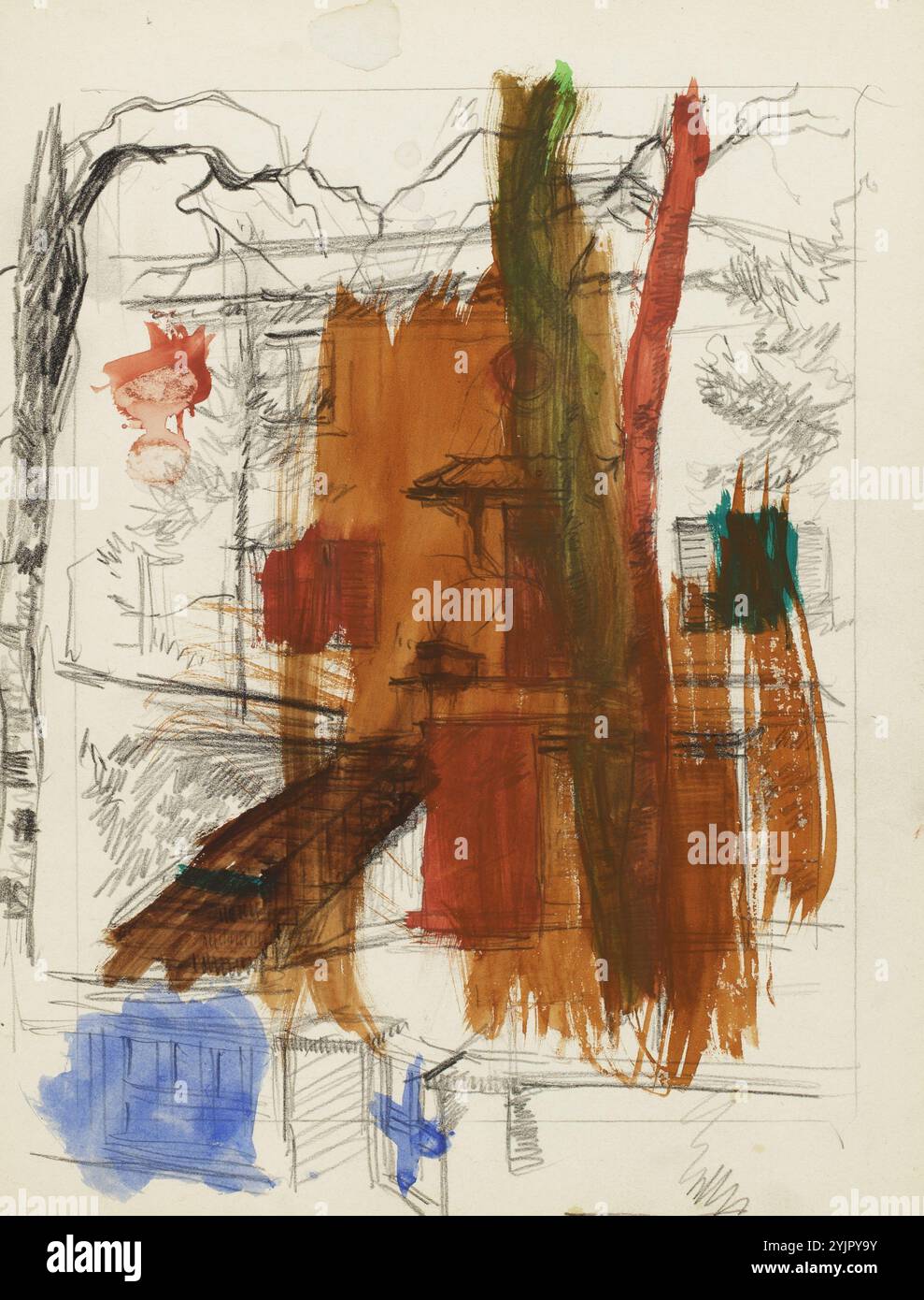 Wiik, Maria, opera, Villa tra i pini, anni '1910, olio su tela, pittura, 24 cm x 32 cm, Maria Catharina Wiik 1853 – 1928 una pittrice finlandese di natura morta, immagini di genere, dipinti di paesaggi e ritratti. Viveva in Finlandia Foto Stock