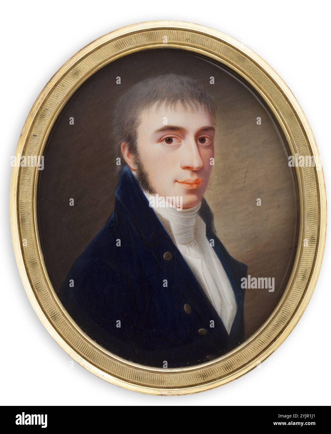 Bolinder, Johan Erik, Un uomo appartenente alla famiglia Silfverstolpe, testo di tecnica: acquerello e gouache in avorio, pittura, 7,1 cm x 5,8 cm Foto Stock