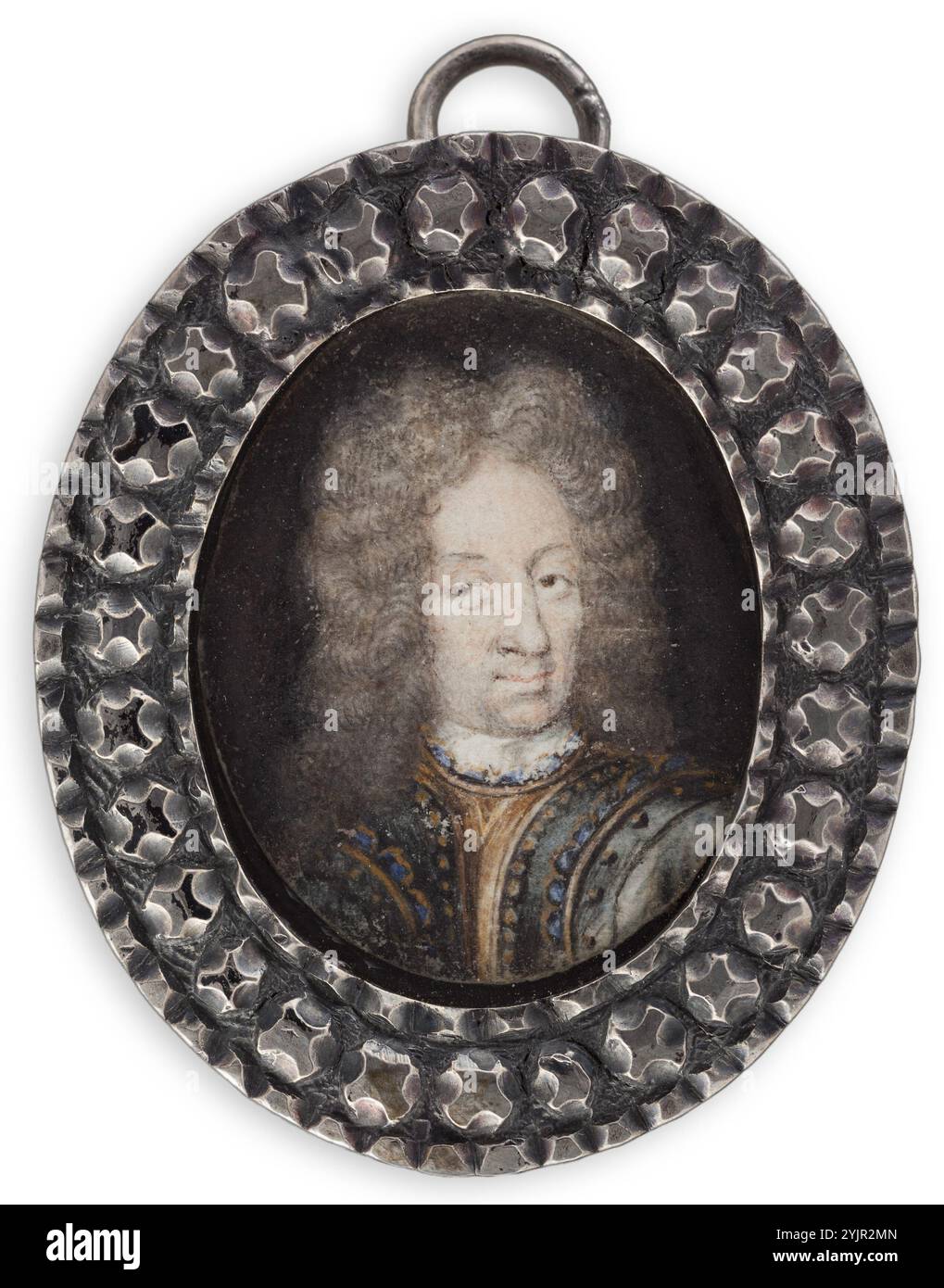 Brennero, Elias (incontro), Ritratto di un uomo, ca. 1700, testo tecnica: acquerello e gouache su carta, pittura, 2, 8 cm x 2,3 cm Foto Stock