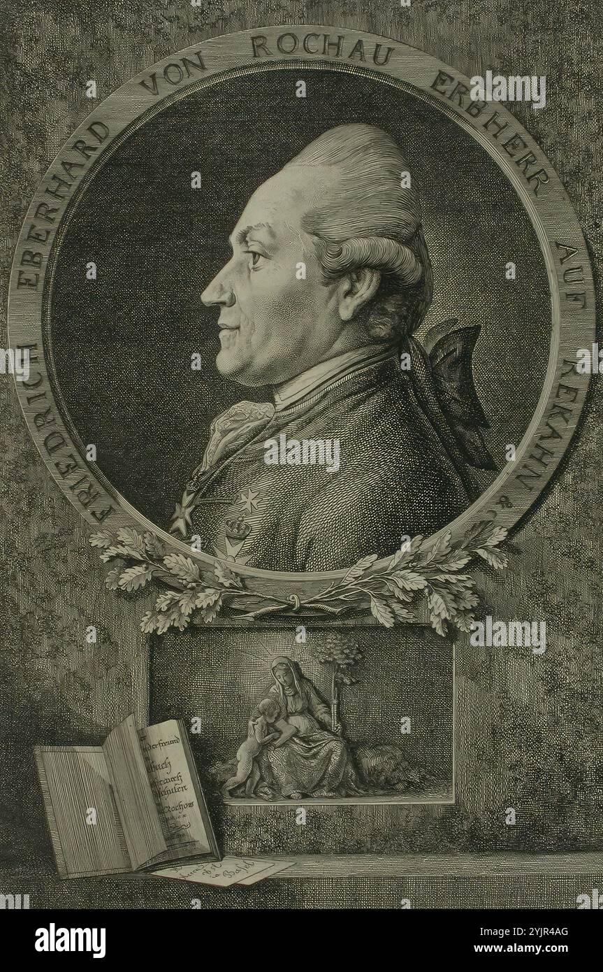 Chodowiecki, Daniel Nicolaus, lavoro, Friedrich Eberhard von Rochau, 1777, testo tecnica: Incisione rame e incisione lineare, grafica, larghezza piastra 21,1 cm, altezza piastra 33,8 cm, larghezza foglia 30,2 cm, altezza foglia 43,5 cm, larghezza immagine 19,8 cm, altezza immagine 29,5 cm Foto Stock