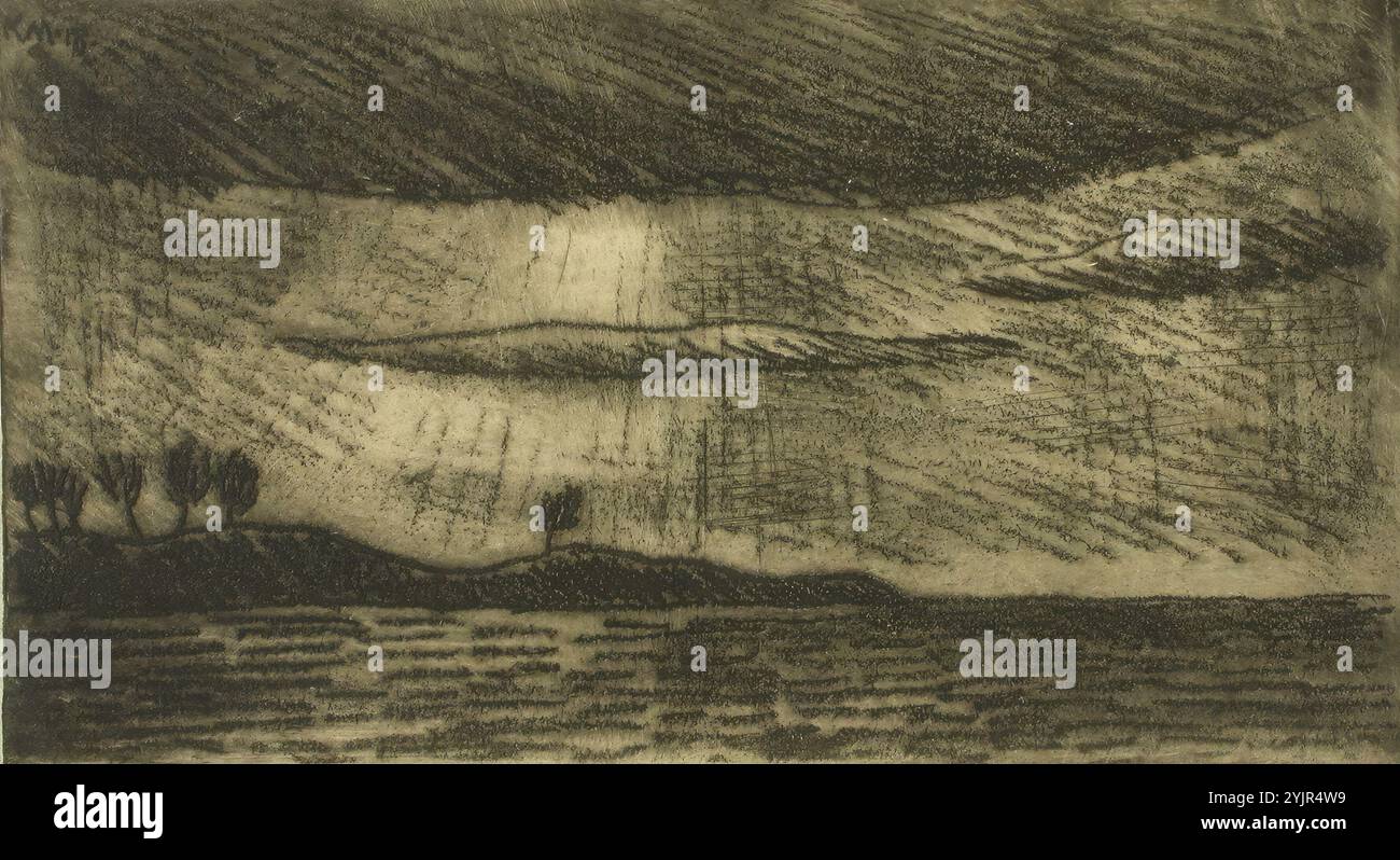 Meriläinen, Kosti, Work, Rantamaisema, vernis mou-etching, grafica, larghezza lamella 38,5 cm, altezza lamella 29,4 cm, larghezza immagine 24 cm, altezza immagine 13,3 cm Foto Stock