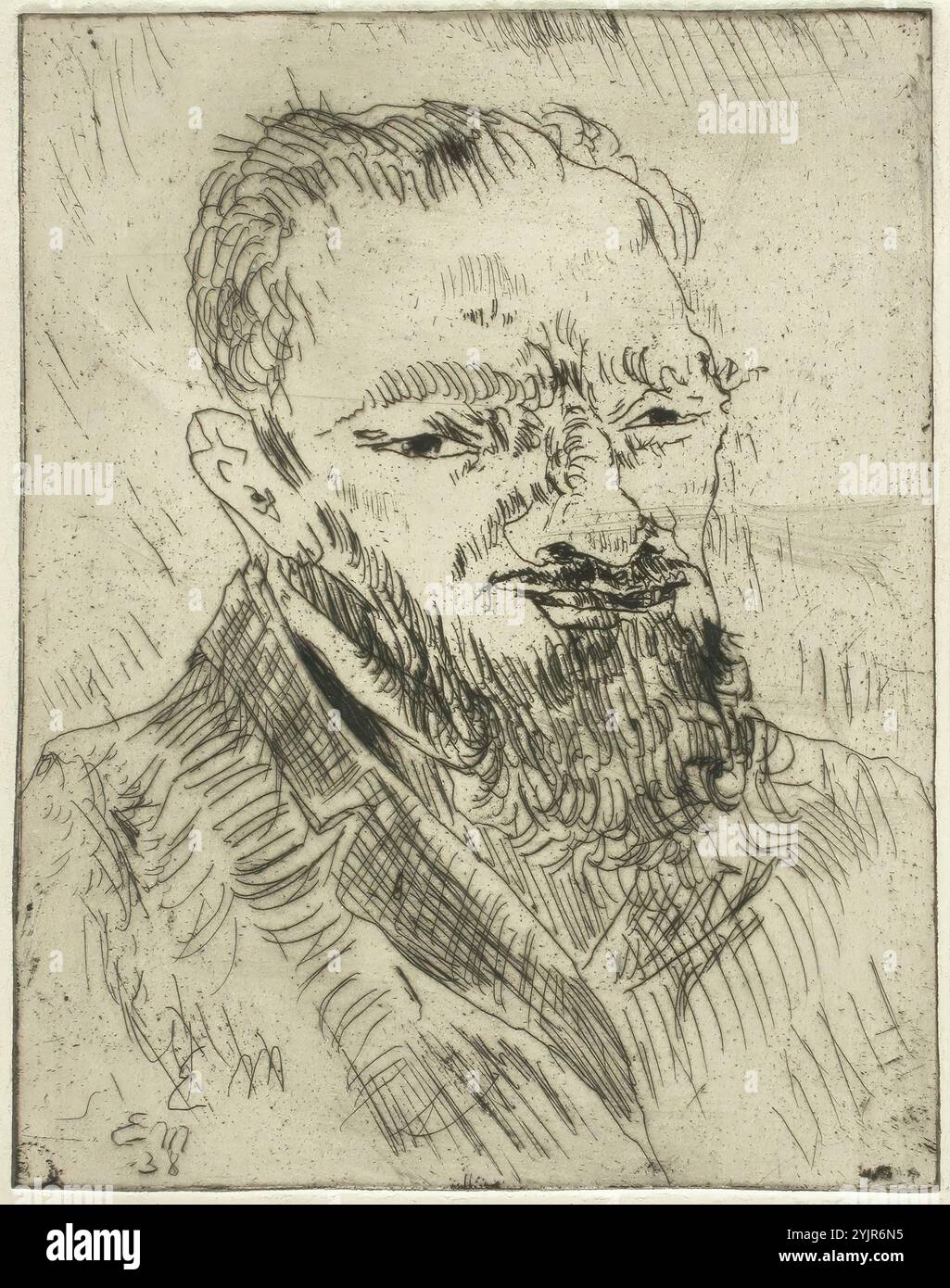 Myntti, Eemu, lavoro, Ritratto di un uomo barbuto, 1938, incisione, grafica, larghezza piatto 13,9 cm, altezza piatto 17,8 cm, larghezza foglia 27 cm, altezza foglia 33,3 cm Foto Stock