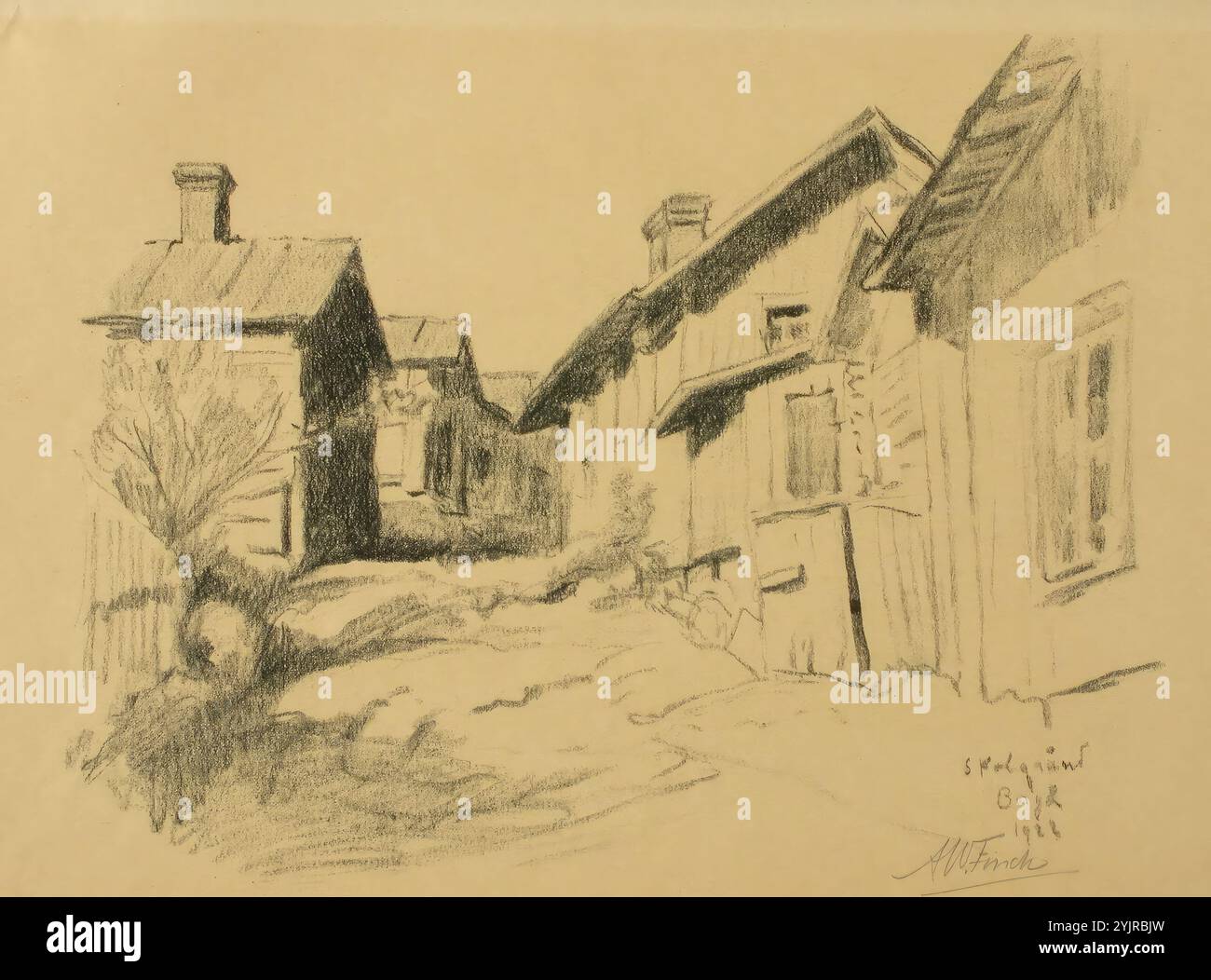 Finch, Alfred William, lavoro, Porvoon Etelainen hiilikuja, 1922, litografia, grafica, larghezza foglio 38,7 cm, altezza foglio 28, 6 cm Foto Stock