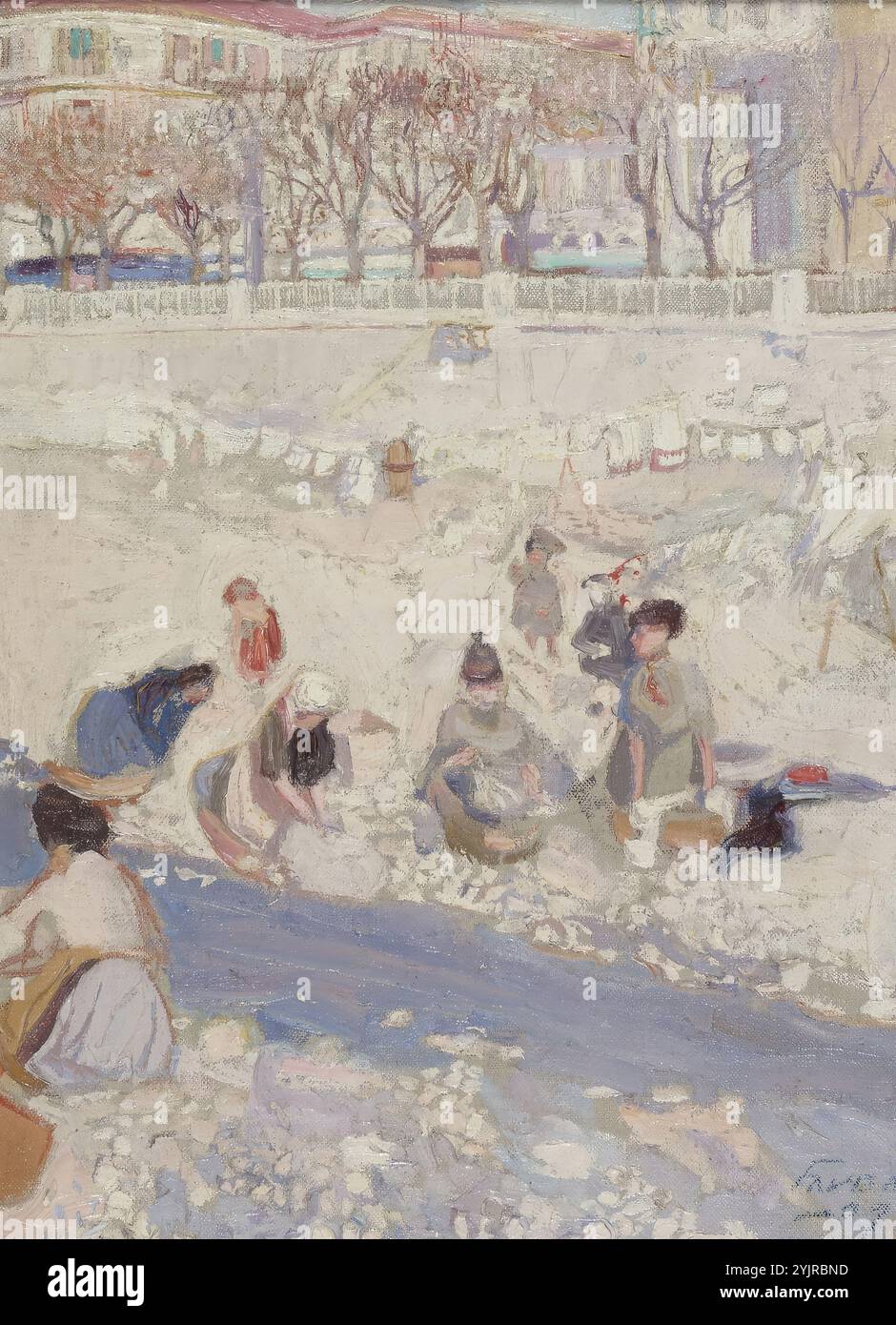 Favén, Antti, lavoro, Nesting Wives, soggetto di Nizza, 1907, olio su tela, pittura, 38,5 cm x 28,5 cm Foto Stock