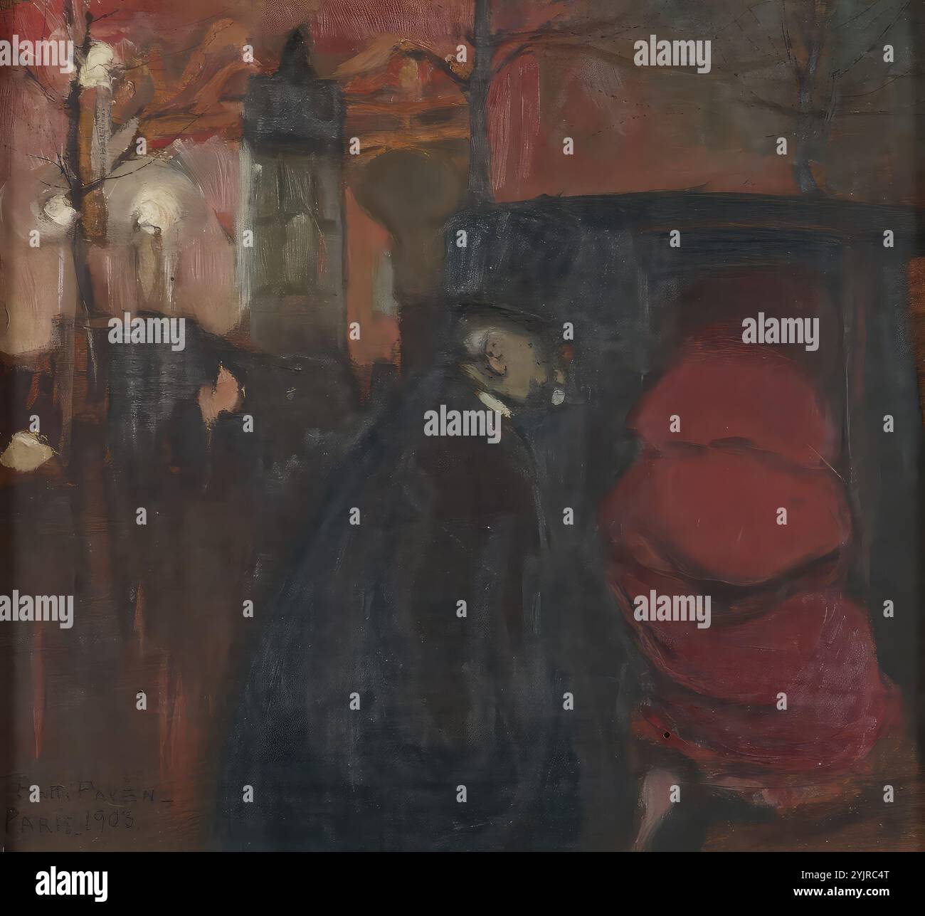 Favén, Antti, Work, Nocturne, Parigi, 1903, olio su legno, verniciatura, 18,5 cm x 20 cm Foto Stock
