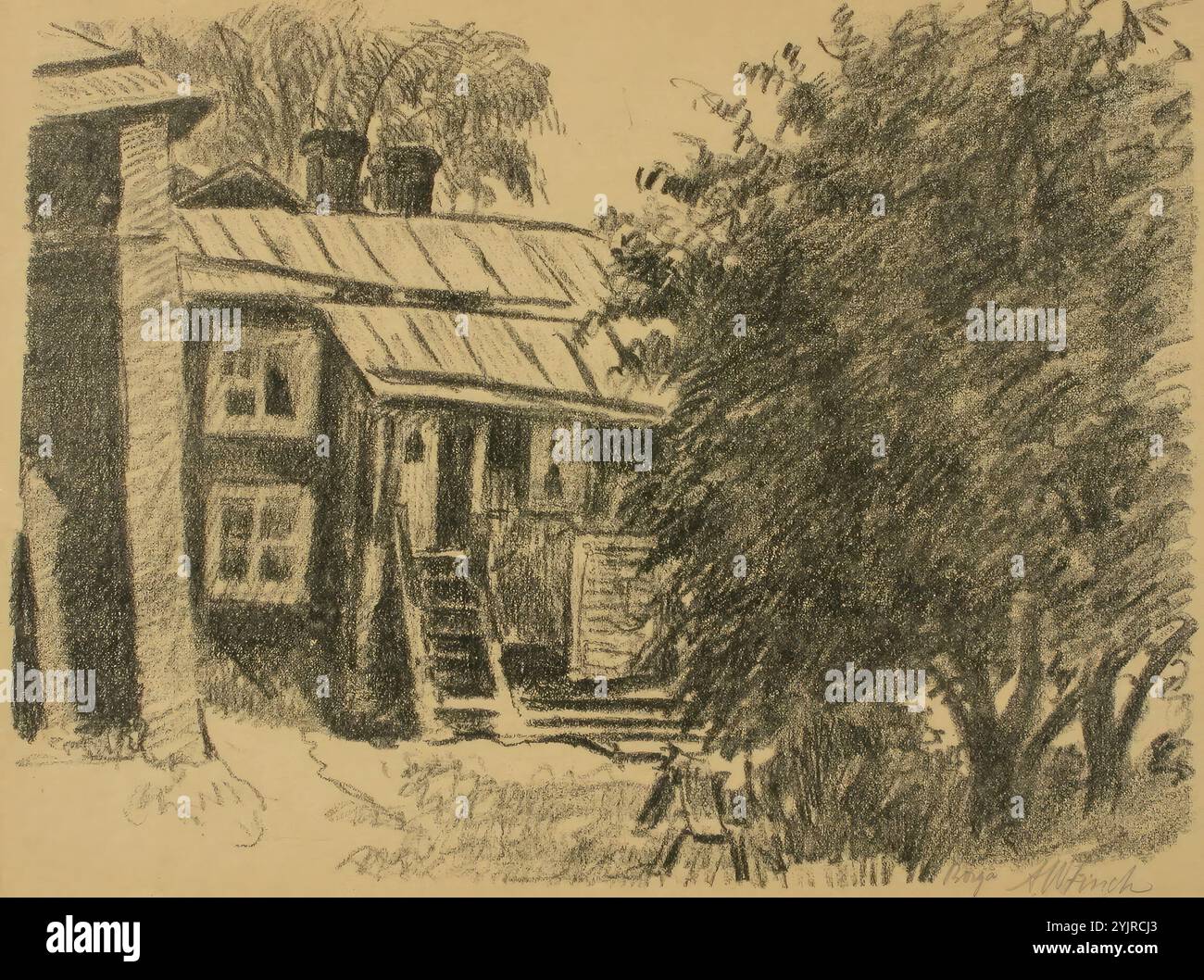 Finch, Alfred William, lavoro, Porvoolaistalo, 1922, litografia, grafica, larghezza foglio 38,7 cm, altezza foglio 28,6 cm Foto Stock