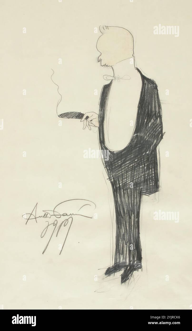 Favén, Antti, opera, caricatura, architetto Eliel Saarinen, disegno Foto Stock