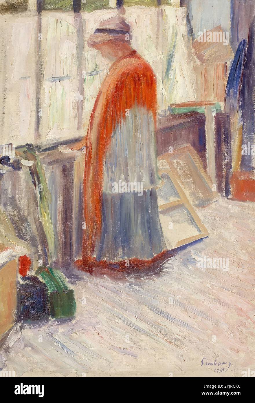 Simberg, Hugo, lavoro, Atelier, 1910, olio su tela, pittura, 55 cm x 38 cm Foto Stock