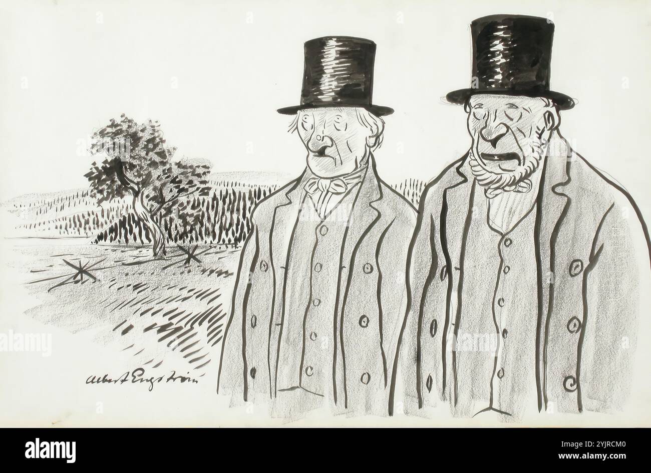 Engström, Albert, dopo il funerale della moglie di Suutari Lökberg, caricatura, disegno, 28,5 cm x 42, 8 cm Foto Stock