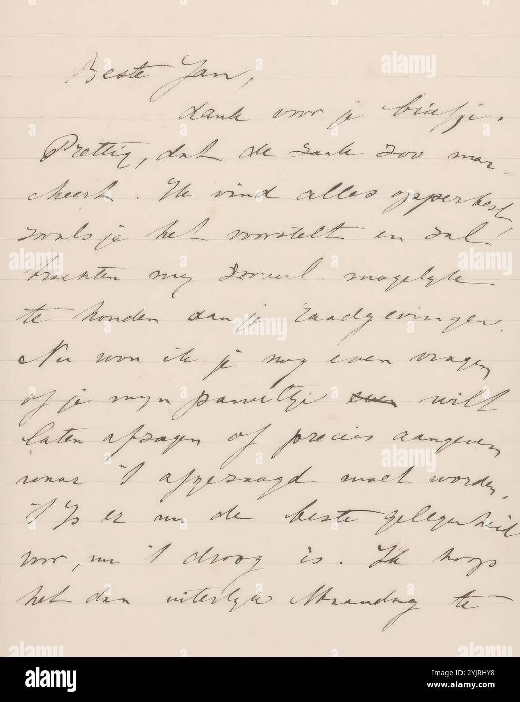 Lettera a Jan Veth, stampato, scrittore: Wally Moes, 8 marzo 1907, inchiostro in carta foderata, scrittura, penna, pittura (compresa l'illuminazione di libri, miniature), personaggi storici (ritratti e scene della vita), Jan Veth, Marie Diest Foto Stock