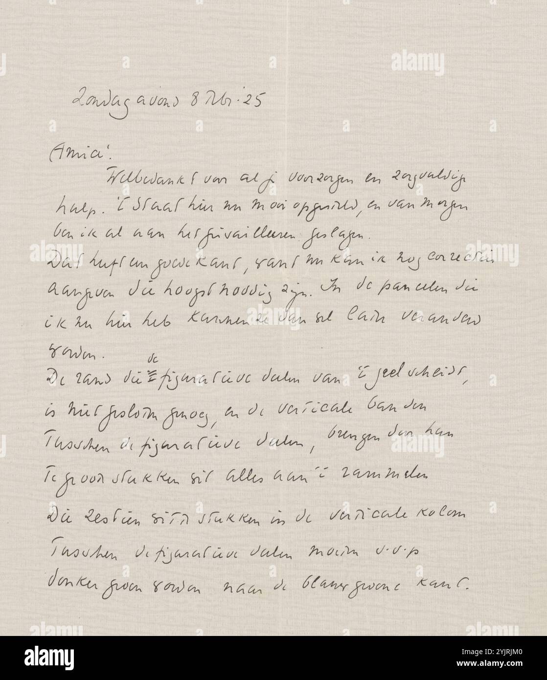 Richard Nicolaüs Roland Holst, Parigi, 8 febbraio 1925, carta e inchiostro, scrittura, penna, mostra, arte, arti applicate, arti e mestieri, progettazione industriale, progettazione, architettura, Parigi, Willem Bogtman, lettera a Willem Bogtman, scrittore: Richard Nicolaüs Roland Holst Foto Stock