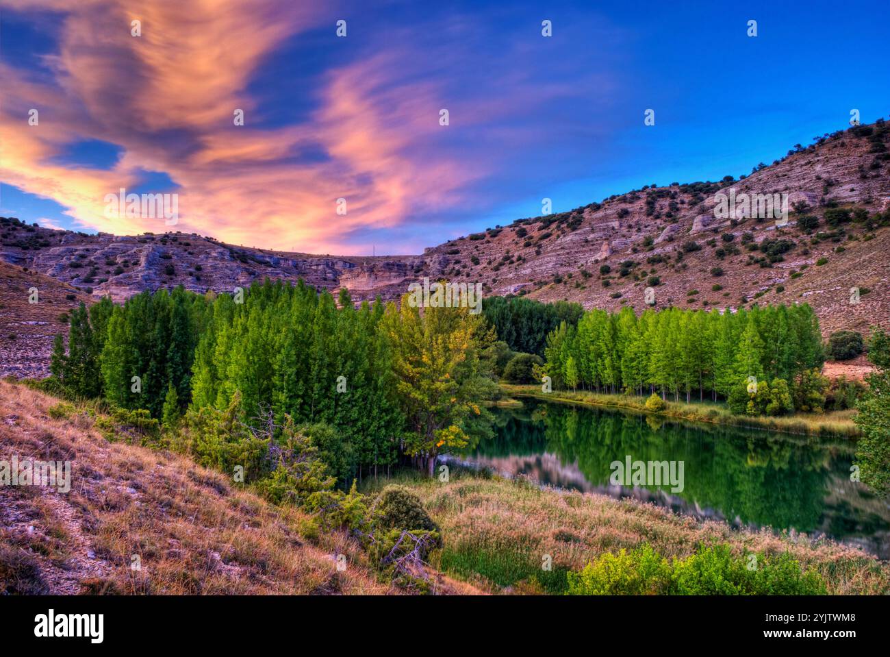 Laguna de Somolinos. Monumento naturale Sierra de Pela y Laguna de Somolinos. Somolinos. Provincia di Guadalajara. Castilla-la Mancha. Spagna. Foto Stock