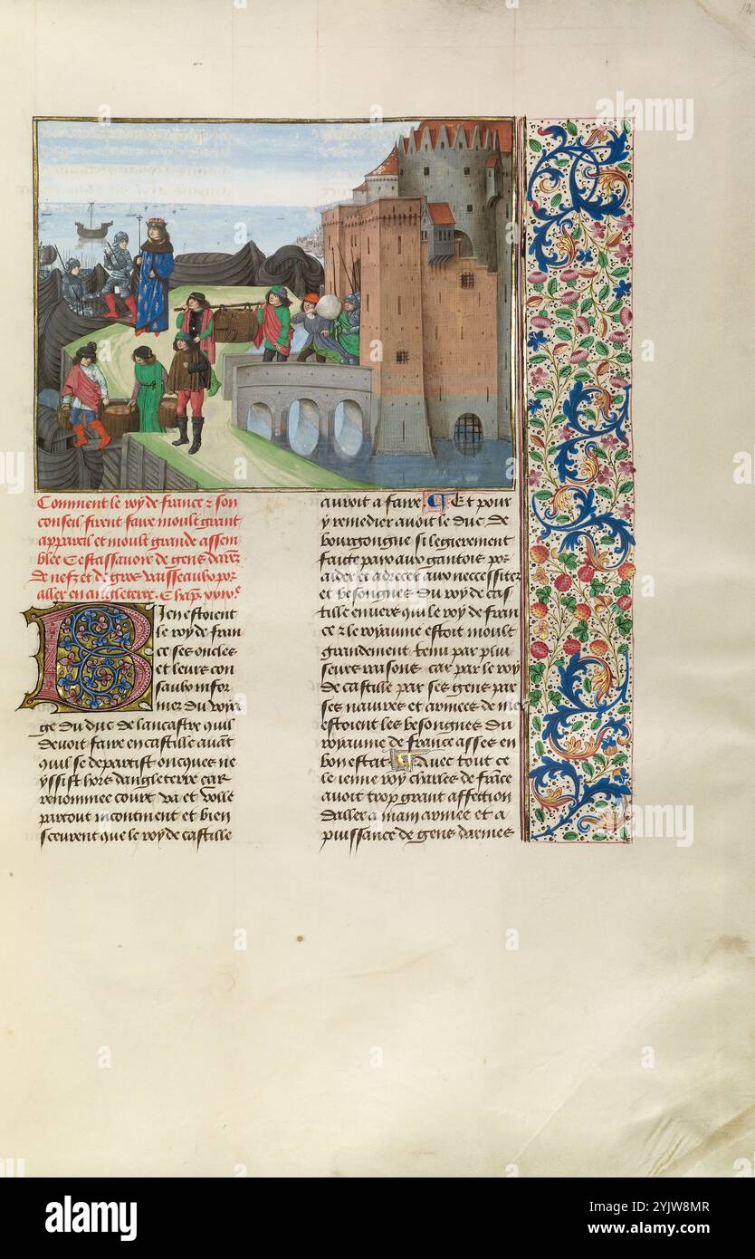 Re Carlo vi di Francia si preparò alla guerra con l'Inghilterra, c1380; Chroniques (Libro tre), circa 1480-1483. Foto Stock