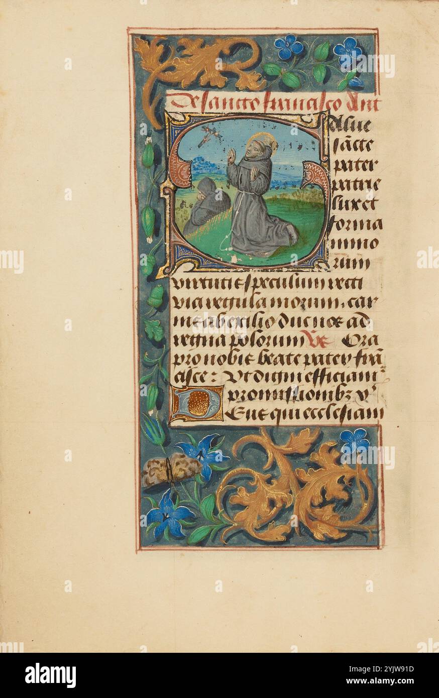 Iniziale S: La stigmatizzazione di San Francesco; ore Crohin-la Fontaine, (circa 1480-1485?). Foto Stock