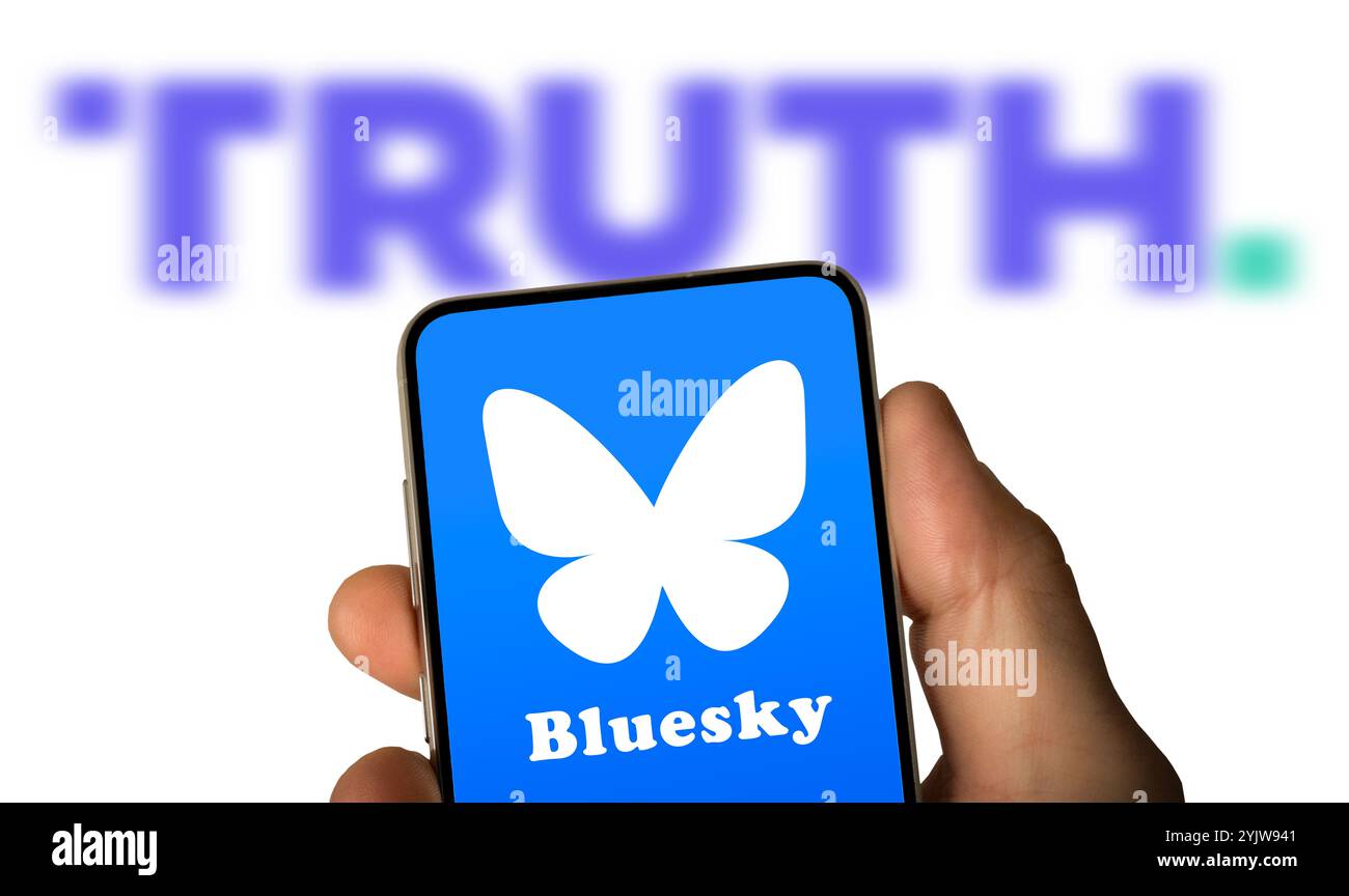 Logo Bluesky - servizio di social media di microblogging Foto Stock