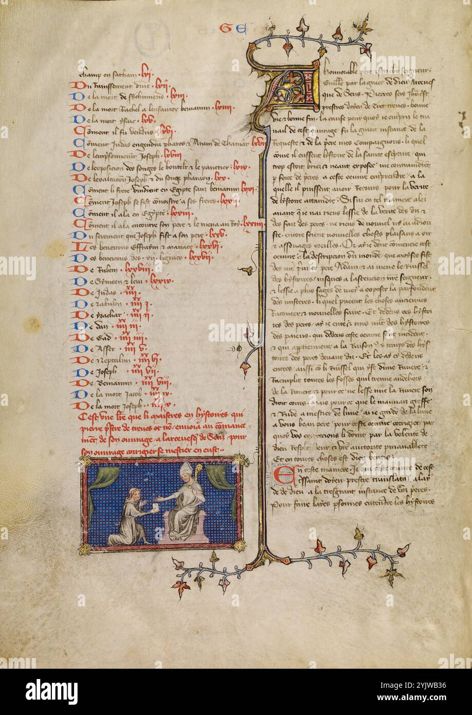 Peter Comestor presenta una lettera all'Arcivescovo di Sens, circa 1360-1370. Foto Stock