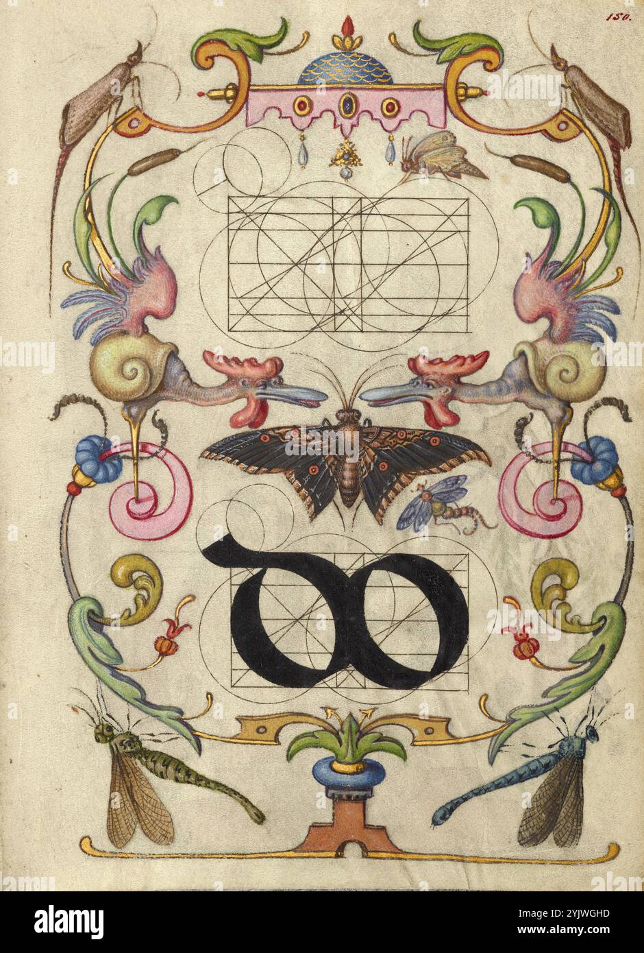 Guida per la costruzione della Ligature do; mira calligraphiae monumenta, circa 1591-1596. Per iscritto e tipografia, una legatura si verifica quando due o più grafemi o lettere sono Uniti per formare un singolo glifo. Informazioni aggiuntive: Negli anni '1500, quando la stampa divenne il metodo più comune per produrre libri, gli intellettuali apprezzarono sempre più l'inventiva degli scribi e le qualità estetiche della scrittura. Dal 1561 al 1562, Georg Bocskay, segretario di corte croato dell'imperatore Ferdinando i, creò questo modello di libro di calligrafia a Vienna per dimostrare la sua padronanza tecnica del Th Foto Stock