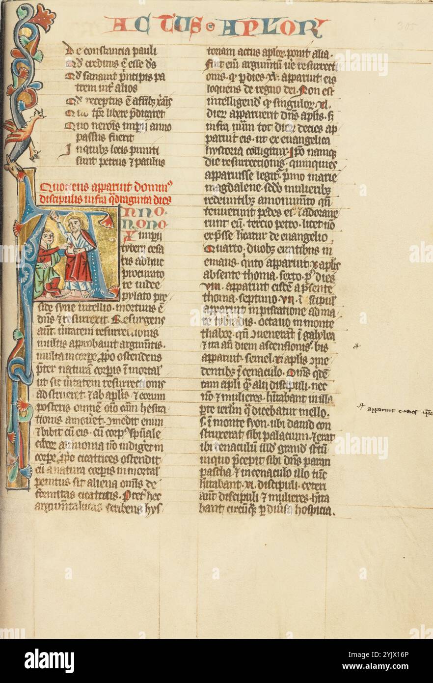 Iniziale A: Doubting Thomas; Historia scolastica, intorno al 1300. Foto Stock