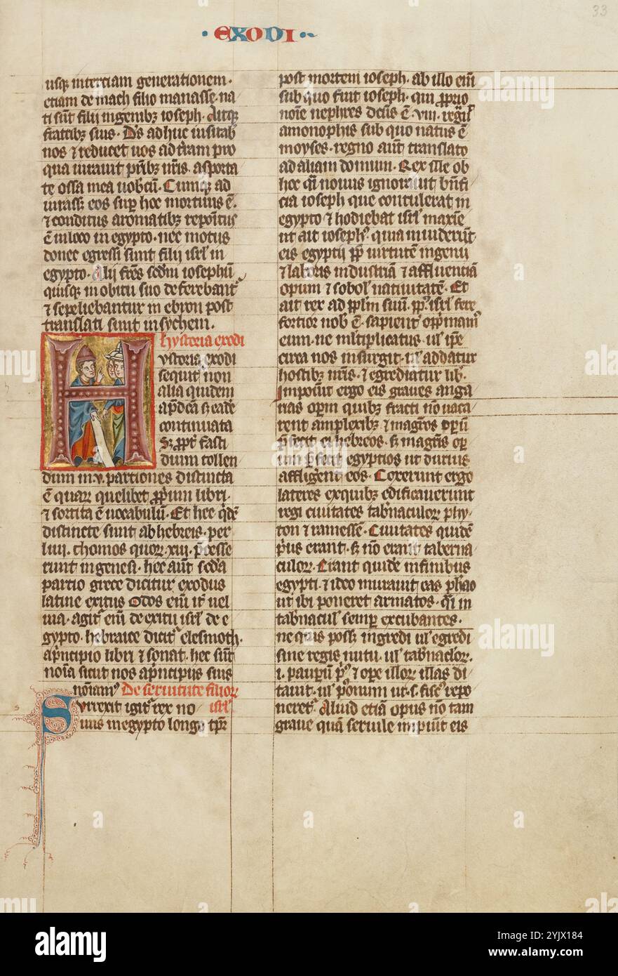 H iniziale: Mosè parla agli Israeliti; Historia scolastica, intorno al 1300. Foto Stock