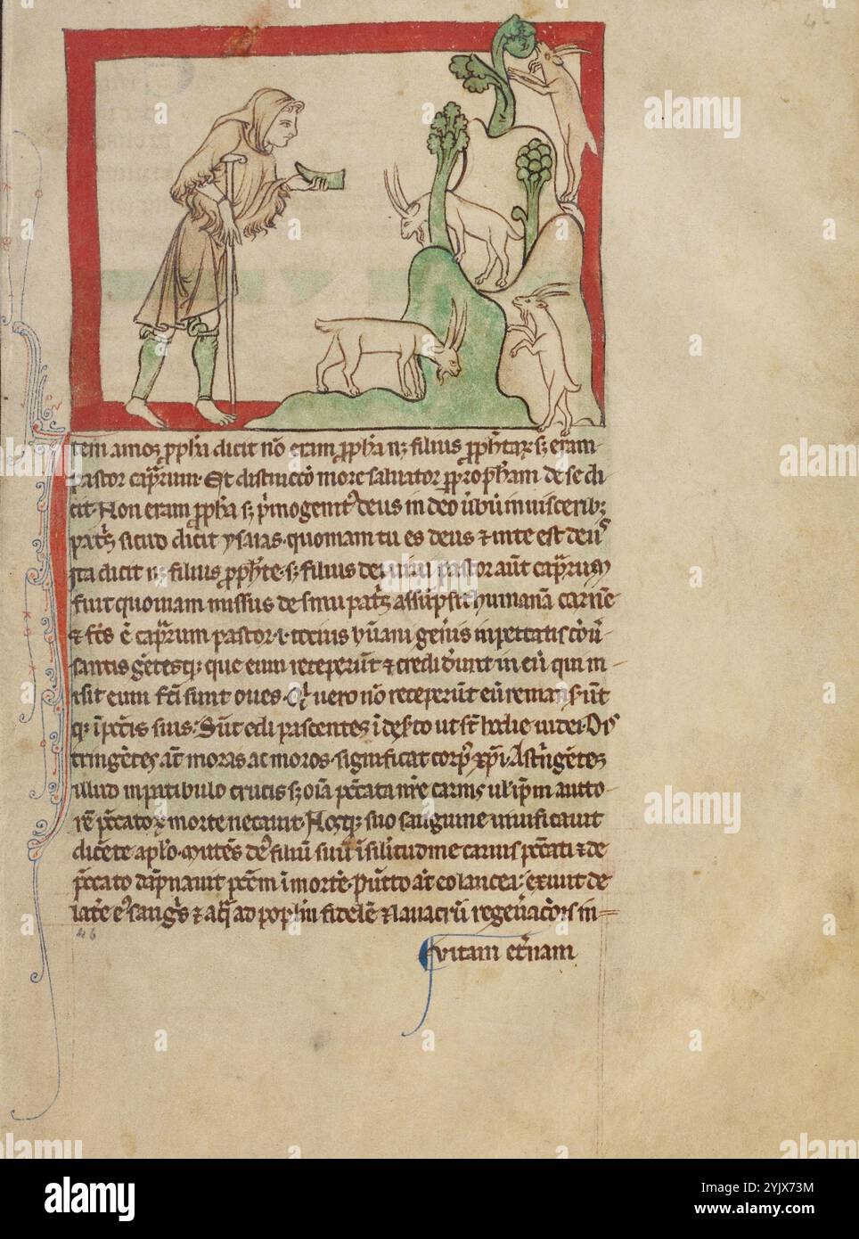 Il Profeta Amos; Bestiario di Northumberland, circa 1250-1260. Foto Stock