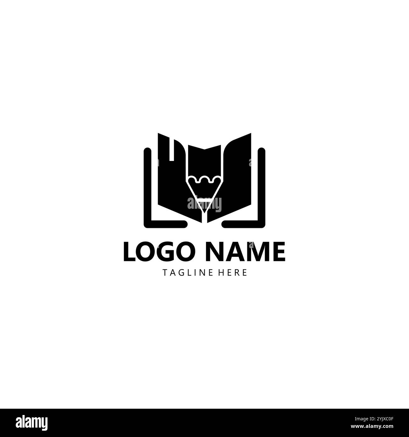 logo a matita da libro vettoriale Illustrazione Vettoriale