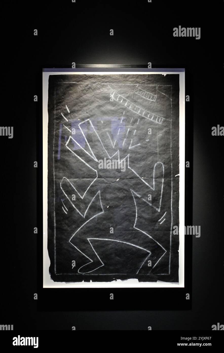 New York, Stati Uniti. 11 novembre 2024. Untitled (Anubis and Flying Saucer) di Keith Haring (c. 1980-83), asta stimata $180-250.000, in mostra al Sotheby's di New York l'11 novembre 2024. (Foto di Stephen Smith/SIPA USA) credito: SIPA USA/Alamy Live News Foto Stock