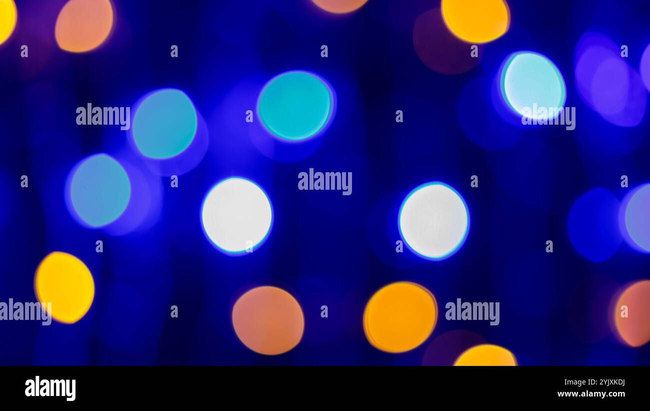 Blu arancione sfondo chiaro bokeh sfocato Foto Stock